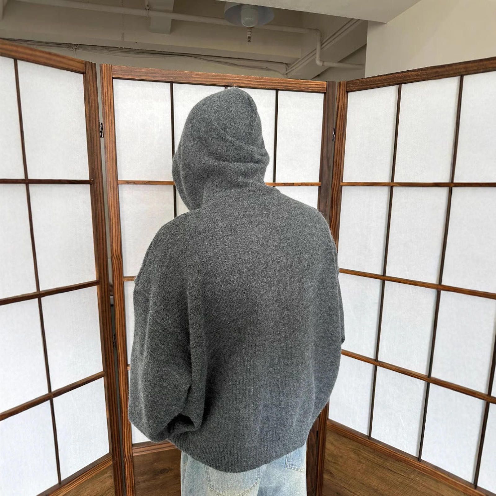Other Gray Oversized Hooded Knit Sweat, Cozy Pullover Size US L / EU 52-54 / 3 - 3 Thumbnail