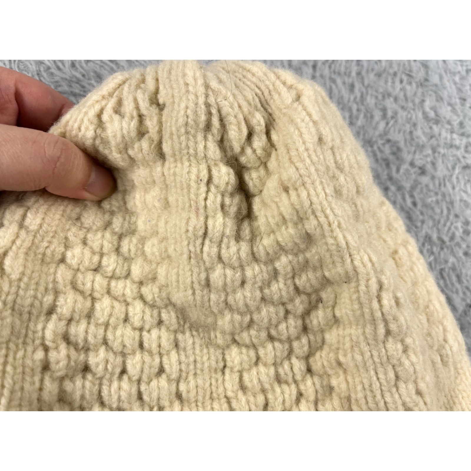 Patagonia VINTAGE Patagonia Beanie Womens One Size Ivory Knit Wool Poly Lined Ski Hat/Cap Winter Outdoor Logo 90s Mens Womens Size ONE SIZE - 3 Thumbnail