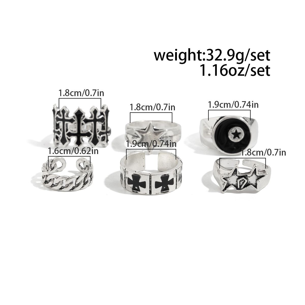 Vintage 6-Piece Set Ring Size ONE SIZE - 5 Thumbnail