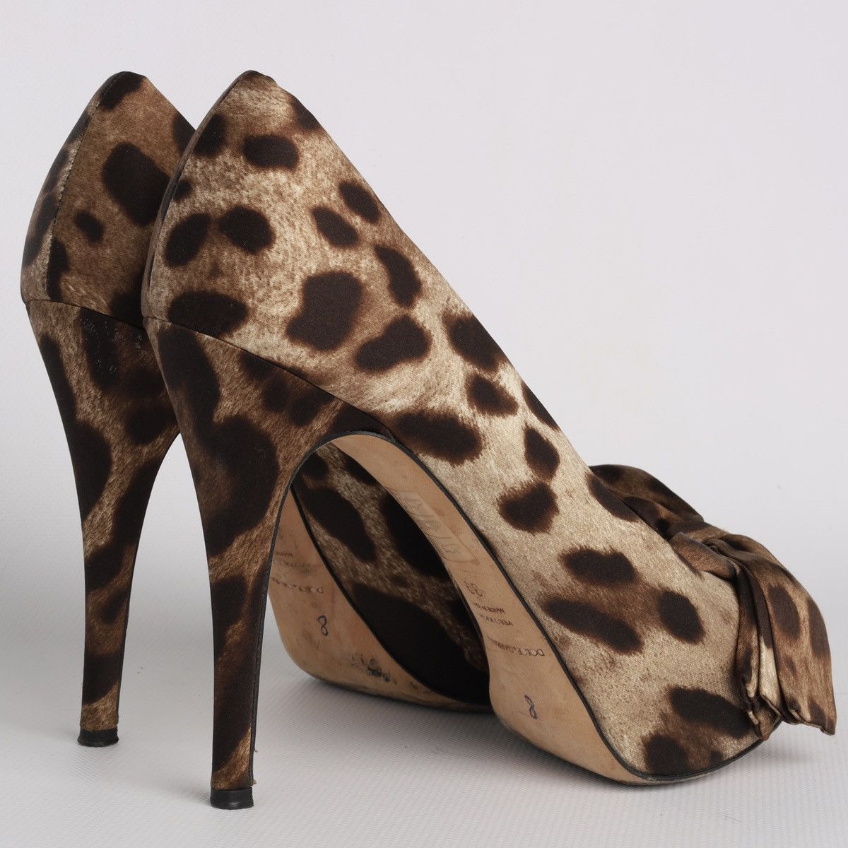Dolce & Gabbana Dolce Gabbana Satin Leopard Print Heel Peep Toe Shoes Size US 9 / IT 39 - 7 Thumbnail