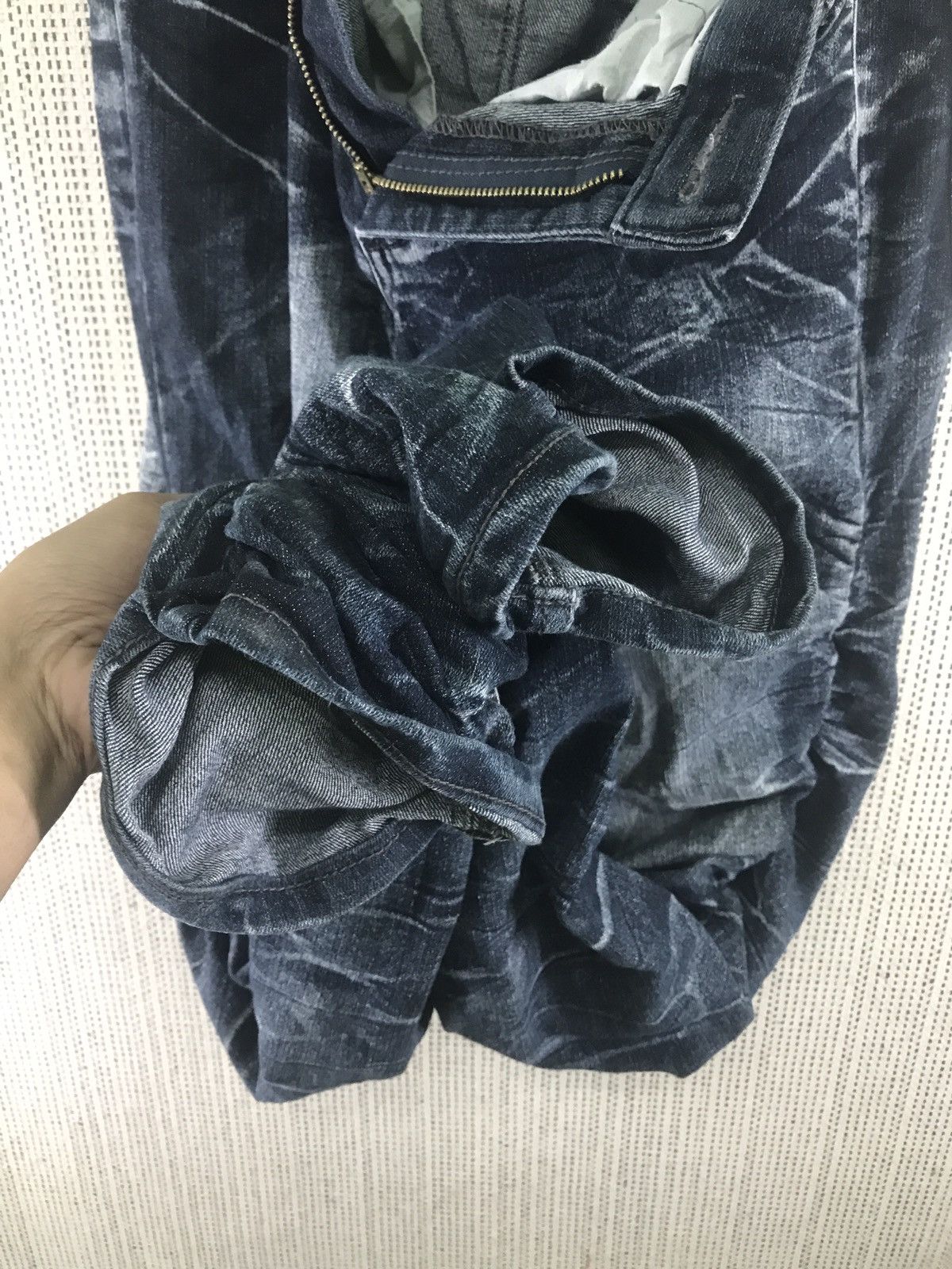 Japanese Brand Vintage Distressed Stacked Denim Jeans Washed Black Slim Fit Size US 33 - 10 Thumbnail