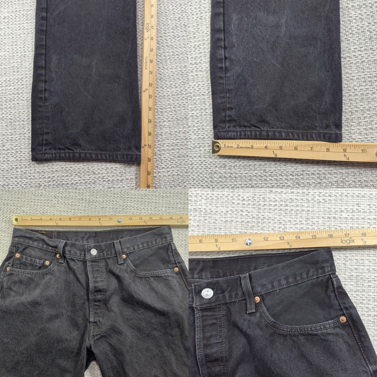 Levi's Levi's 501 Jeans Mens 36x30 Regular Fit Straight Button Fly Denim Pants Black Size US 36 / EU 52 - 8 Thumbnail