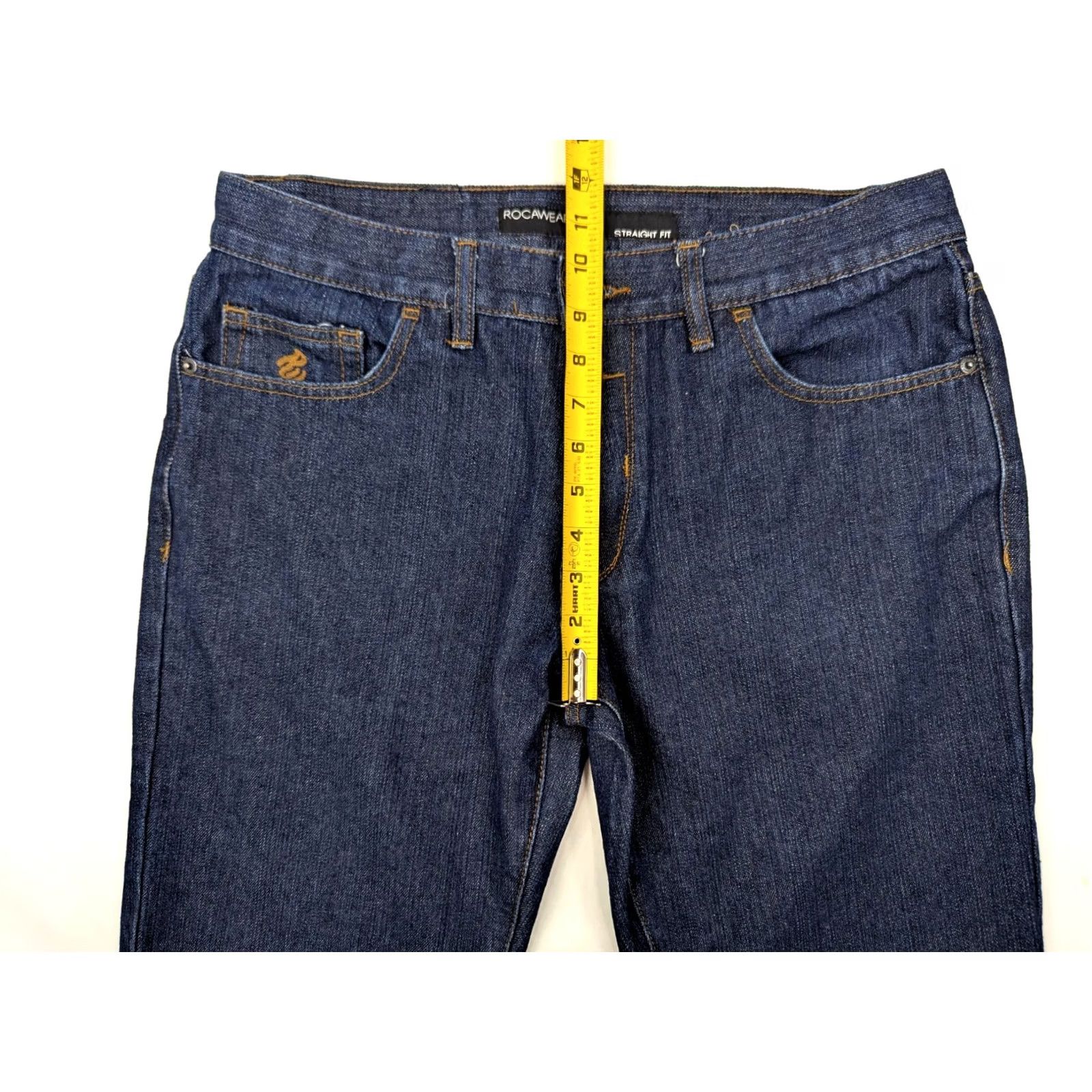 Rocawear Rocawear Denim Jeans Straight 34x33 Deep Indigo Blue w Red Stripe End Cuffs Men Rocawear Brooklyn's Own Regular Rise 5-Pocket Denim Size US 34 / EU 50 - 5 Thumbnail