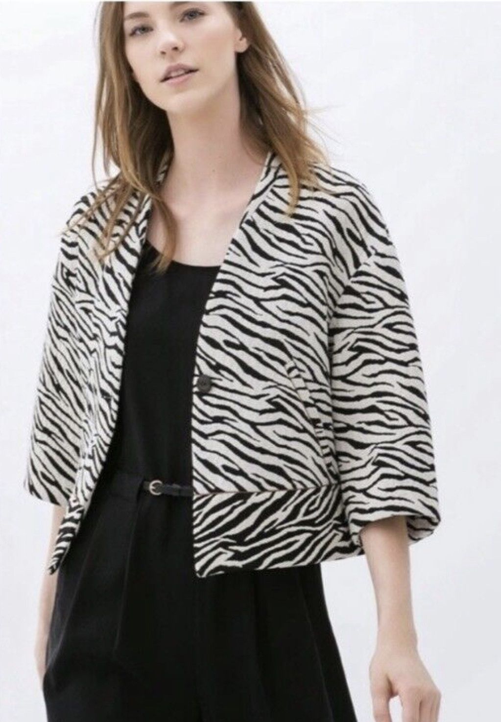 Zara ZARA ZEBRA PRINT CROP JACKET Size S / US 4 / IT 40 - 3 Thumbnail