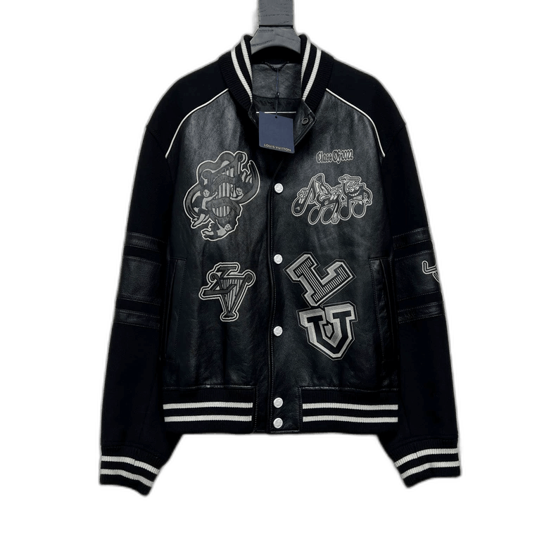 Louis Vuitton Louis Vuitton Black Leather Sleeve Baseball Jacket-2506 Size US L / EU 52-54 / 3 - 1 Thumbnail