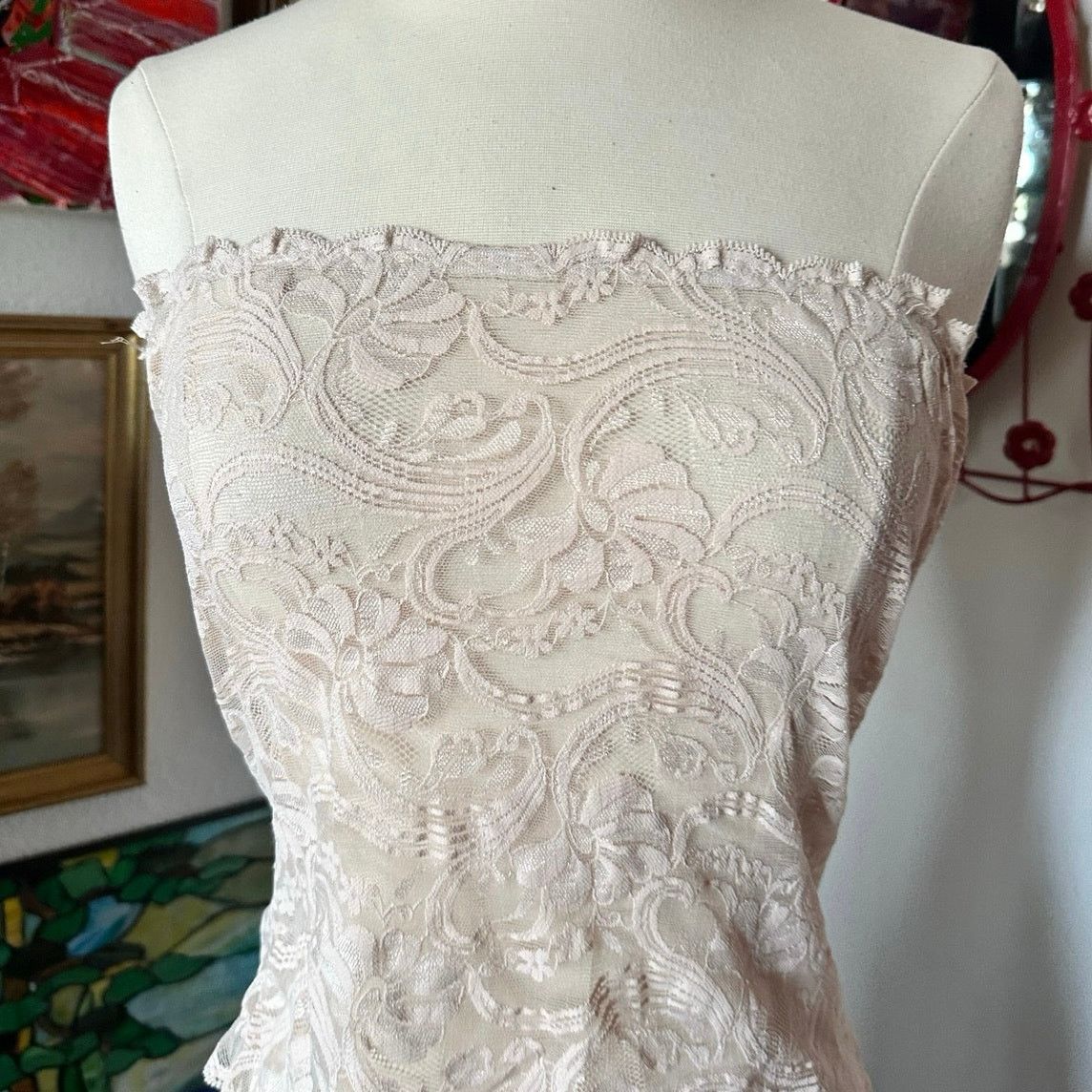 Other no brand beige nude lace strapless tube top Size S / US 4 / IT 40 - 2 Thumbnail