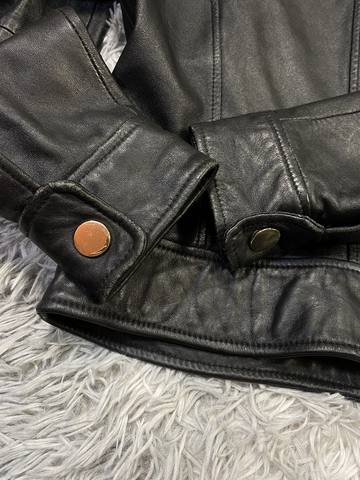 Vintage Moda International Black Leather Moto Jacket Japanese Brand Size ONE SIZE - 7 Thumbnail