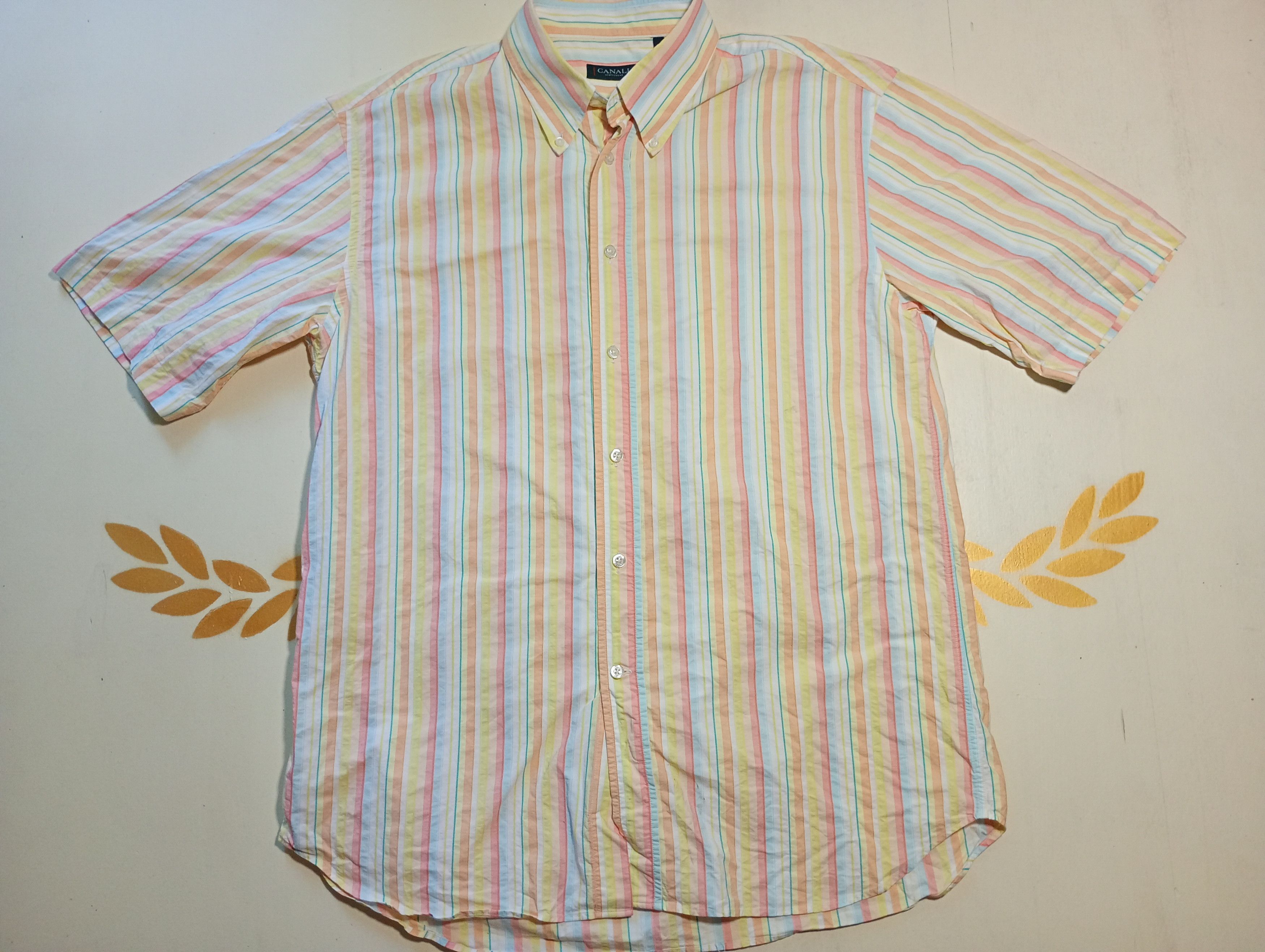 Canali Canali Striped Short Sleeve Shirt Size US XL / EU 56 / 4 - 1 Thumbnail