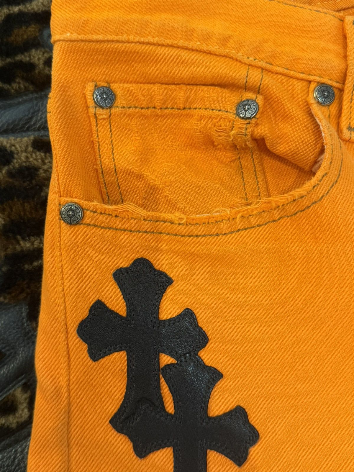 Chrome Hearts Chrome Hearts 2017 Virgil orange Levi Cross patch Jeans Size US 28 / EU 44 - 3 Thumbnail