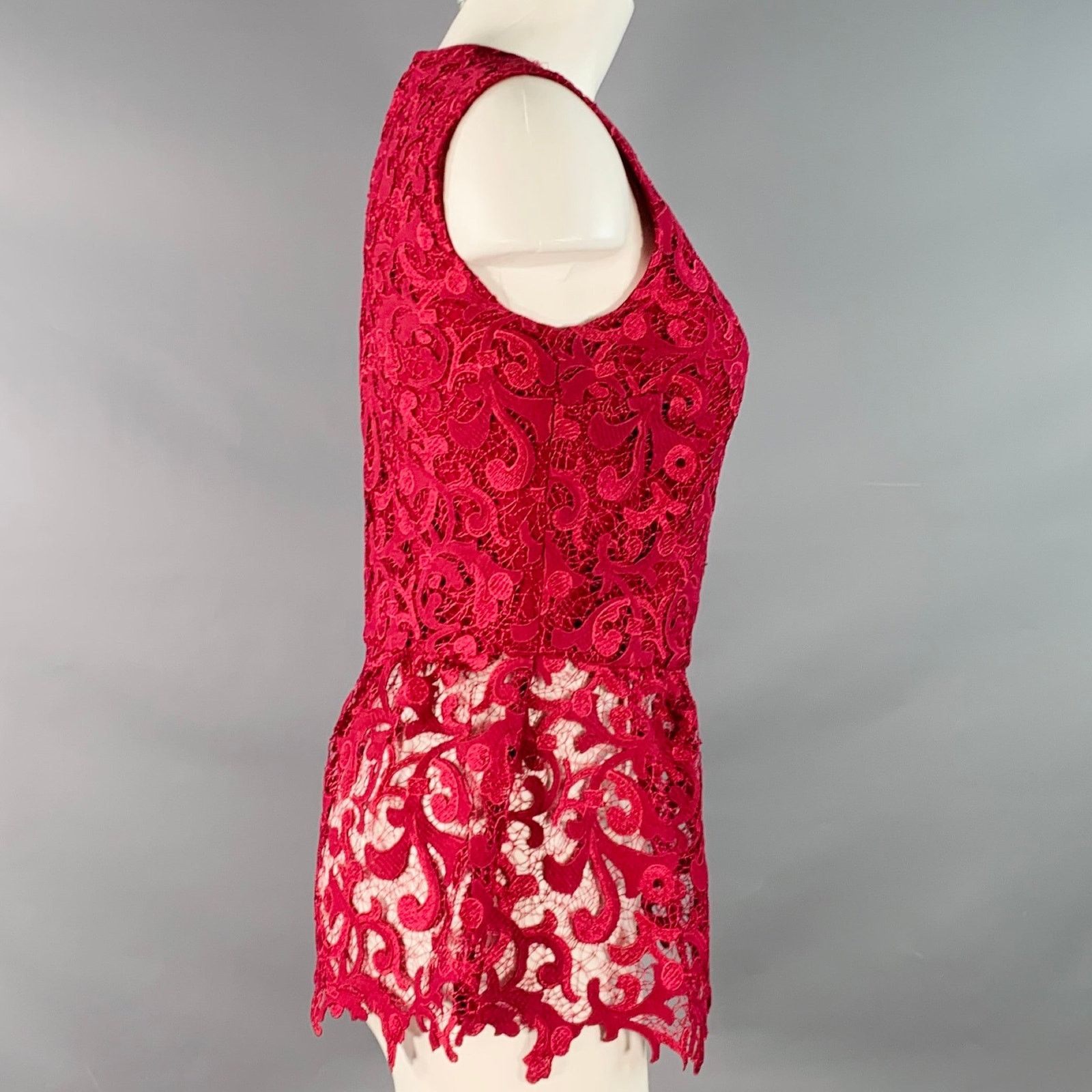 Oscar De La Renta Size 2 Burgundy Polyester Peplum Sleeveless Dress Top Size XS / US 0-2 / IT 36-38 - 3 Thumbnail