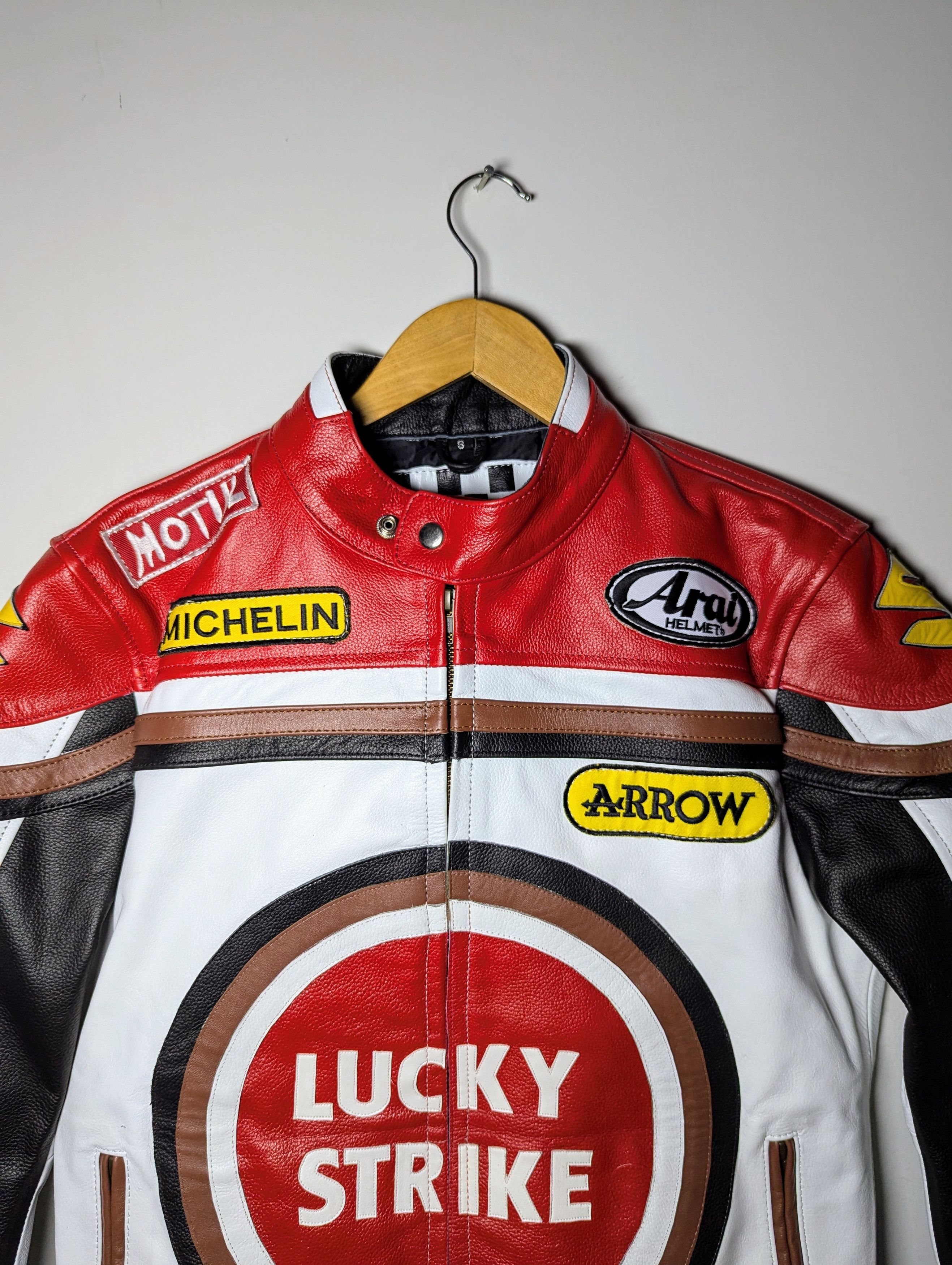 Vintage 💦 LUCKY STRIKE 💥 RARE VINTAGE LEATHER JACKET Size L / US 10 / IT 46 - 6 Thumbnail