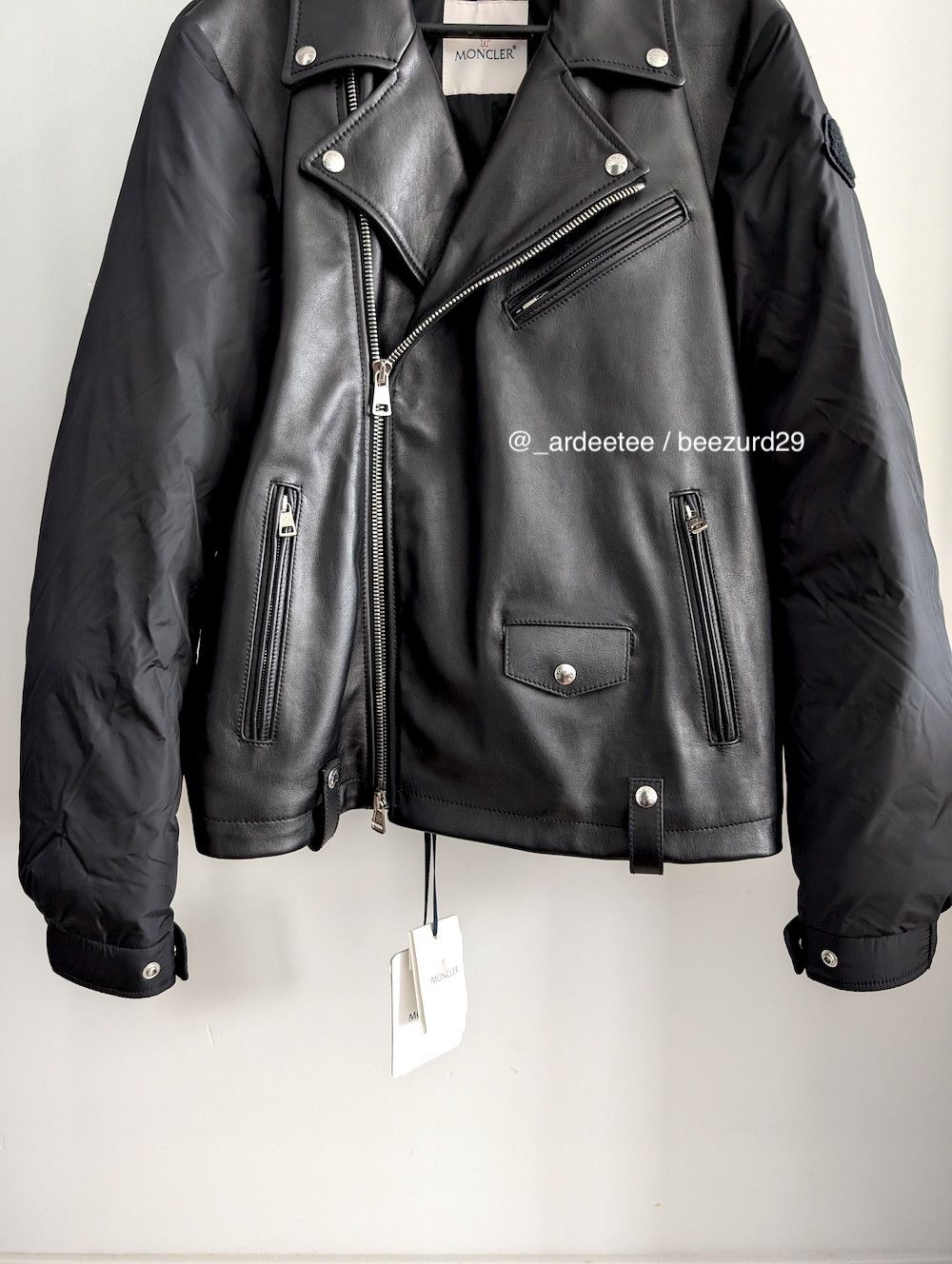 Moncler *NEW* $6K LEATHER/DOWN PAVOT BIKER PUFFER JACKET Size US M / EU 48-50 / 2 - 7 Thumbnail