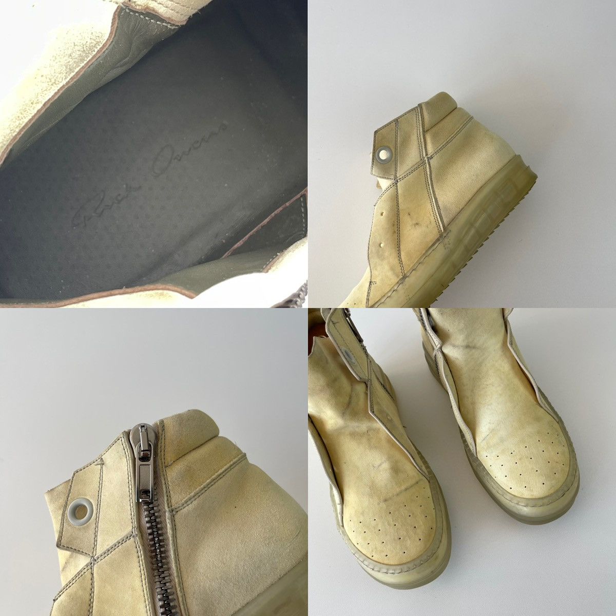 Rick Owens Rick Owens Island Dunk Distressed Hi-Top Zip Sneakers Milk Size US 6 / EU 39 - 6 Thumbnail