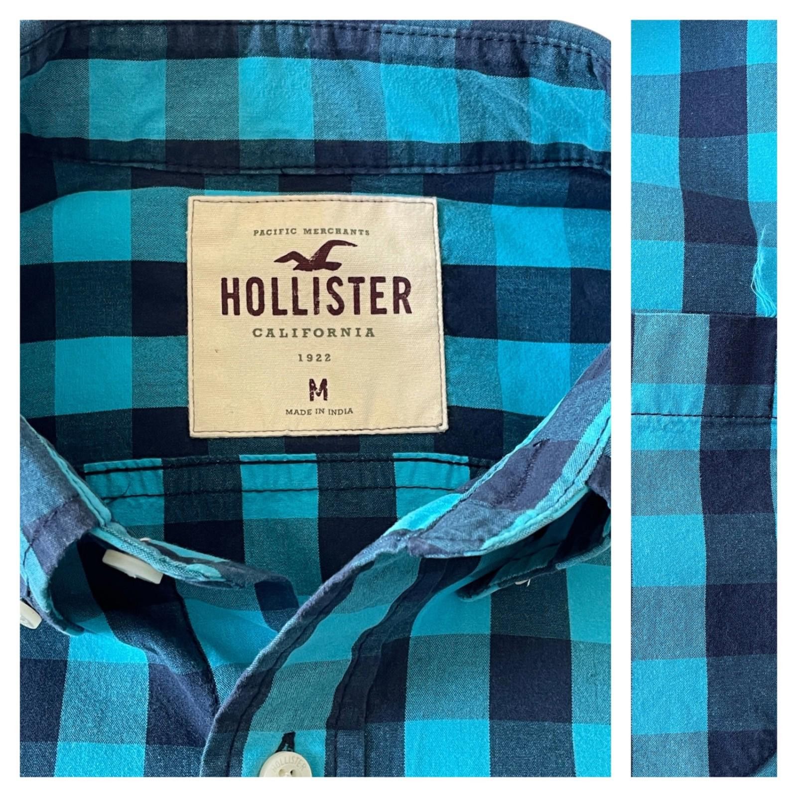 Hollister Hollister Mens Medium Blue & Aqua Plaid Button Down LS CLEAN Size US M / EU 48-50 / 2 - 3 Thumbnail