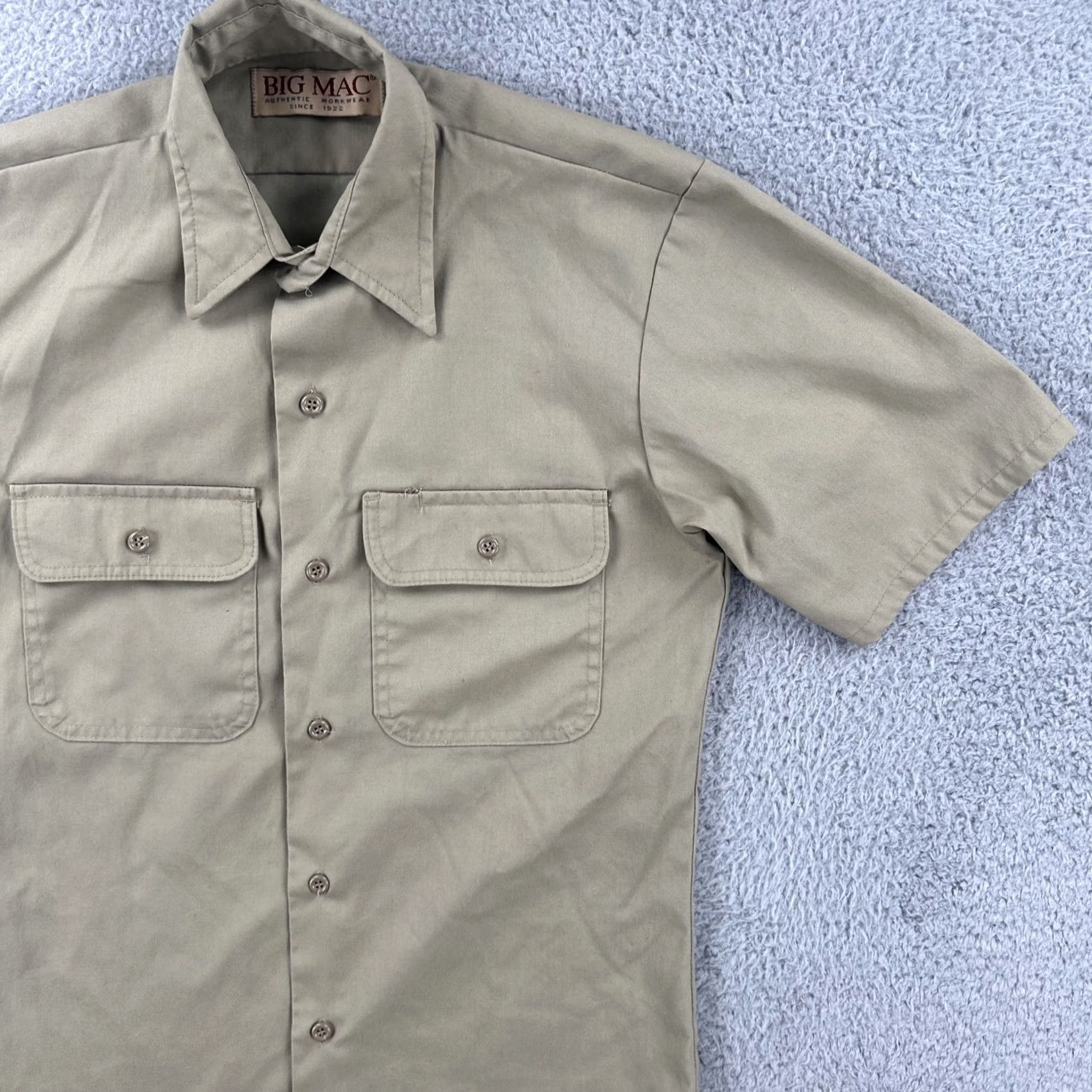 Vintage VINTAGE Big Mac Shirt Button Down Short Sleeve Beige Small Made In USA Work Wear 1970s Size US S / EU 44-46 / 1 - 5 Thumbnail