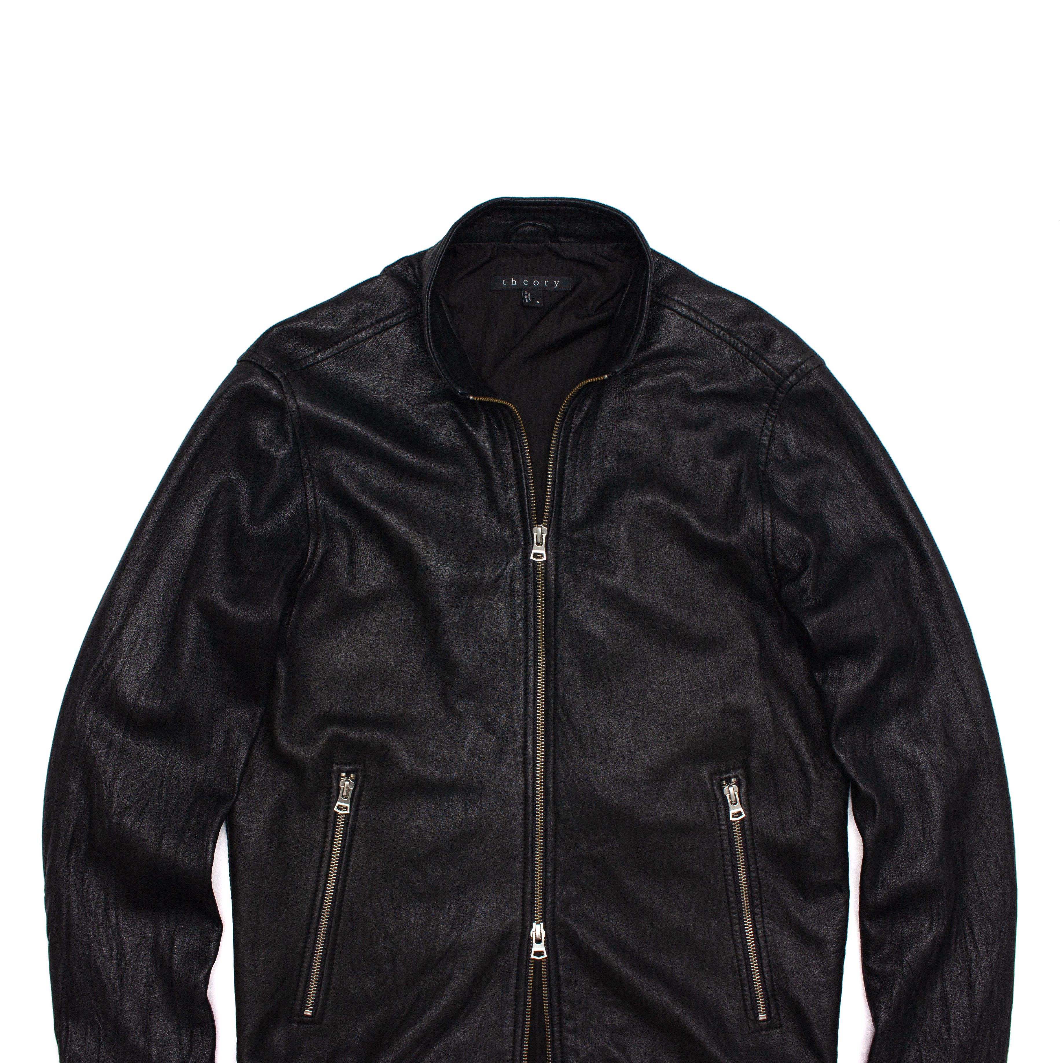 ジャケット・アウター Theory sheep leather jacket black 995$ Theory Morvek Sheep Leather Zip Jacket Black Size : S