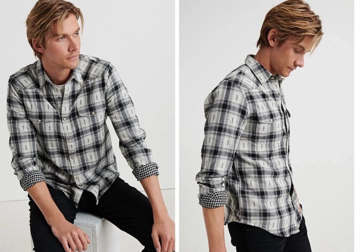Lucky Brand LUCKY BRAND Dobby Plaid Snap Button Western Shirt Size US XL / EU 56 / 4 - 1 Thumbnail