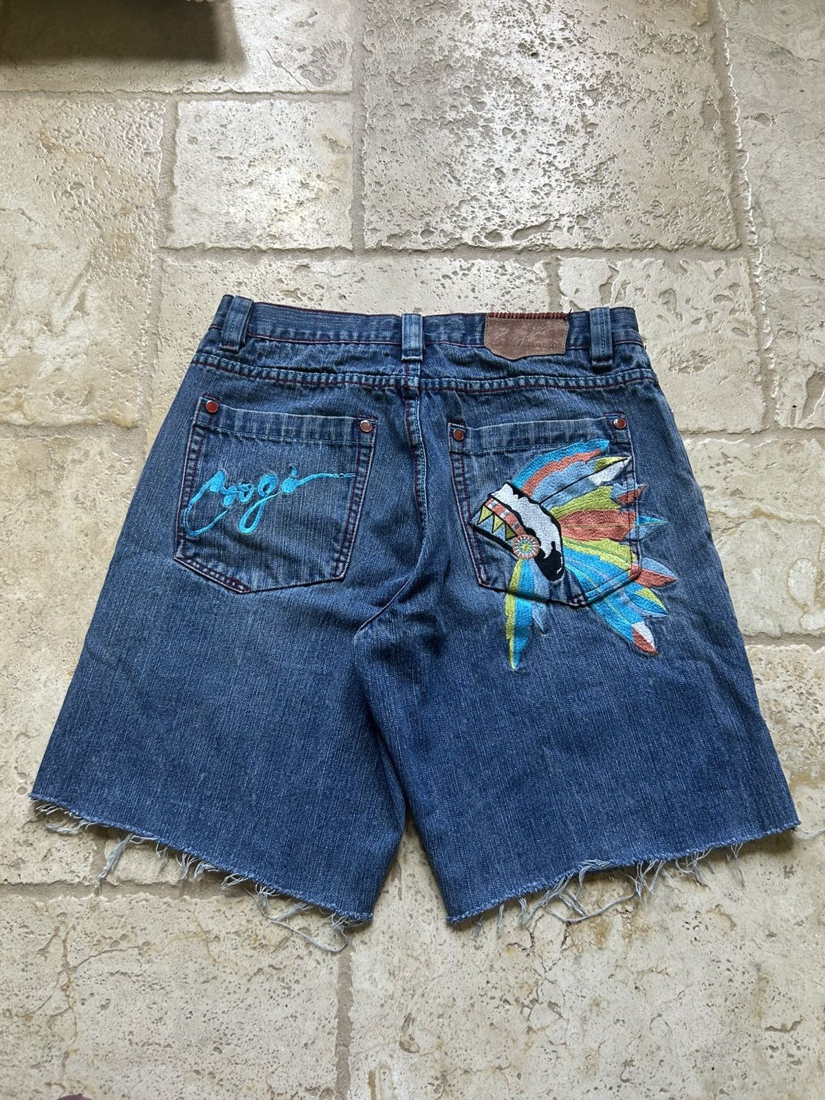 Coogi Vintage 00s Coogi Tribal Denim Jorts Size US 36 / EU 52 - 2 Thumbnail