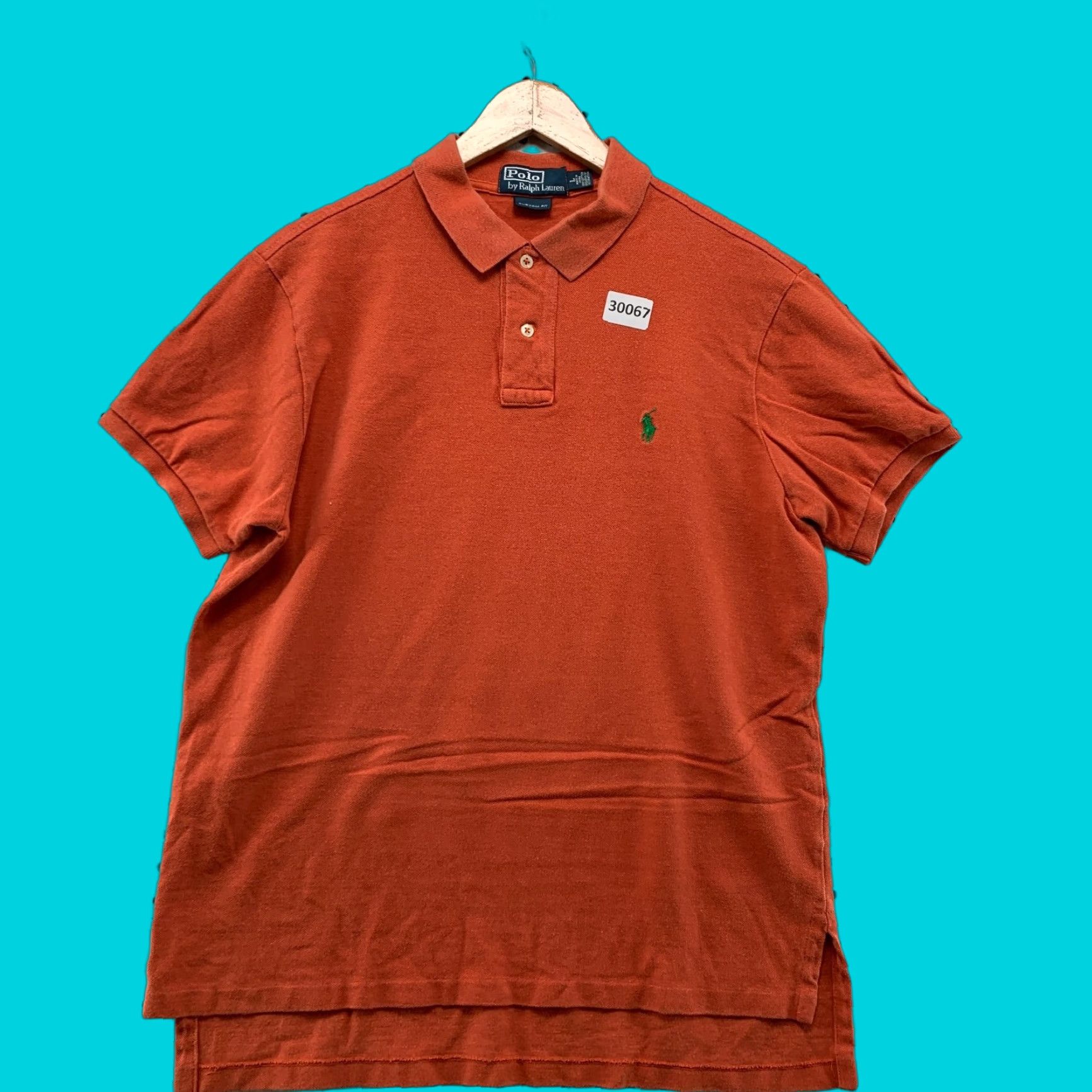 Polo Ralph Lauren VINTAGE Polo Ralph Lauren Polo Shirt Mens Large Orange Solid Short Sleeve Casual Fit Green Pony Size US L / EU 52-54 / 3 - 1 Thumbnail