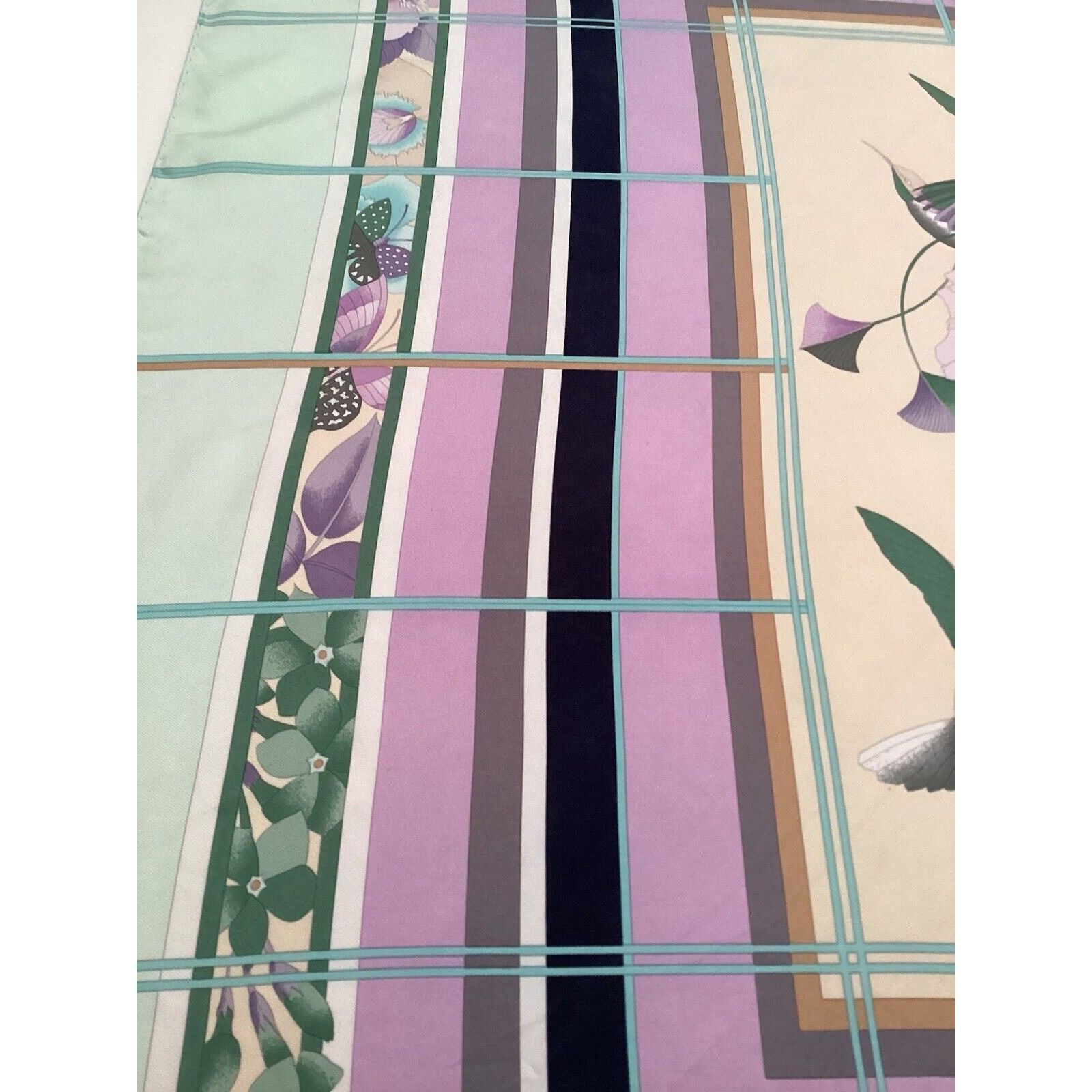 Leonard Paris LÉONARD PARIS Purple Floral BIRD Print Scarf Silk Italy 34.5 Size ONE SIZE - 10 Thumbnail