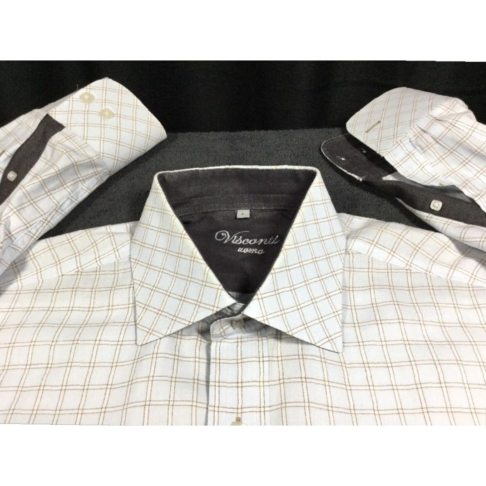 Vintage Visconti Uomo Blue and White Check Button Down Dress Shirt Mens Large Size US L / EU 52-54 / 3 - 3 Thumbnail
