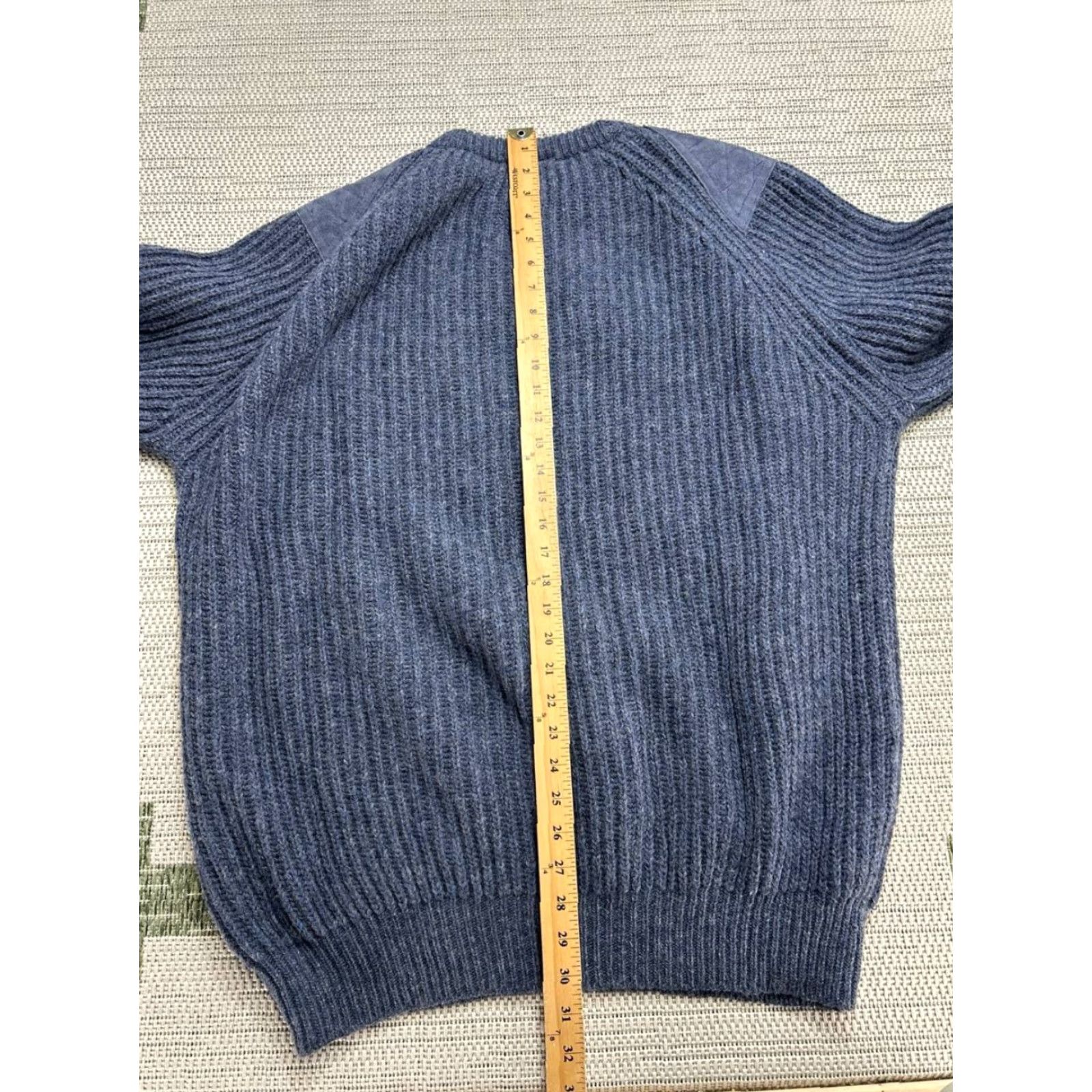 Vintage Brenire Mens Sweater XL Blue Wool Knit Pullover - Crew Neck, Long Sleeve, Casual, Regular Fit, Winter Winter, Knit, Pullover, Solid, 2XL, Men Size US XXL / EU 58 / 5 - 6 Thumbnail