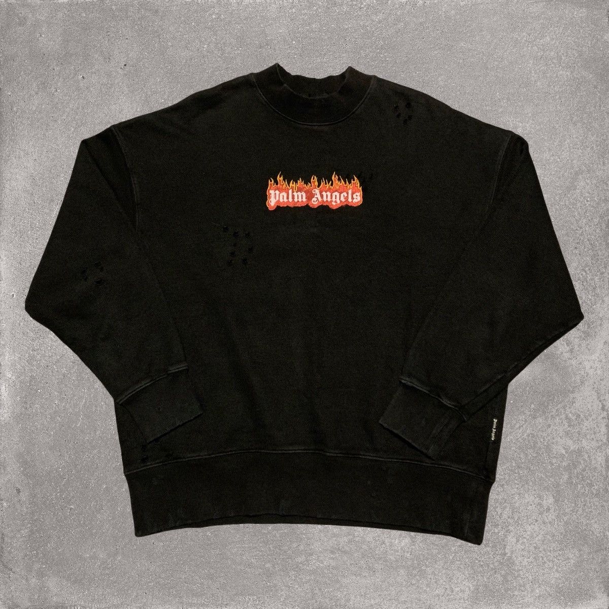 Palm Angels Palm Angels Medium Flame Logo Distressed Black Sweatshirt Size US M / EU 48-50 / 2 - 1 Thumbnail