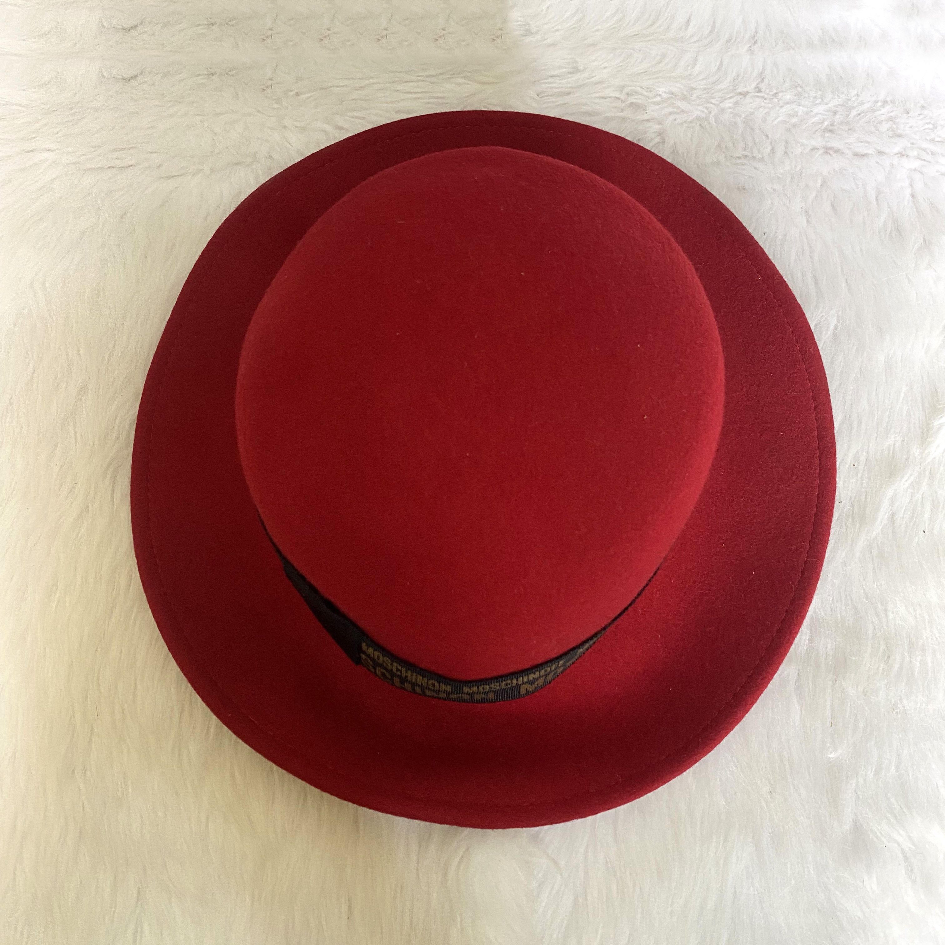 Moschino × Vintage MOSCHINO Cheap & Chic Vintage Red Wool Fedora Hat Size ONE SIZE - 5 Thumbnail