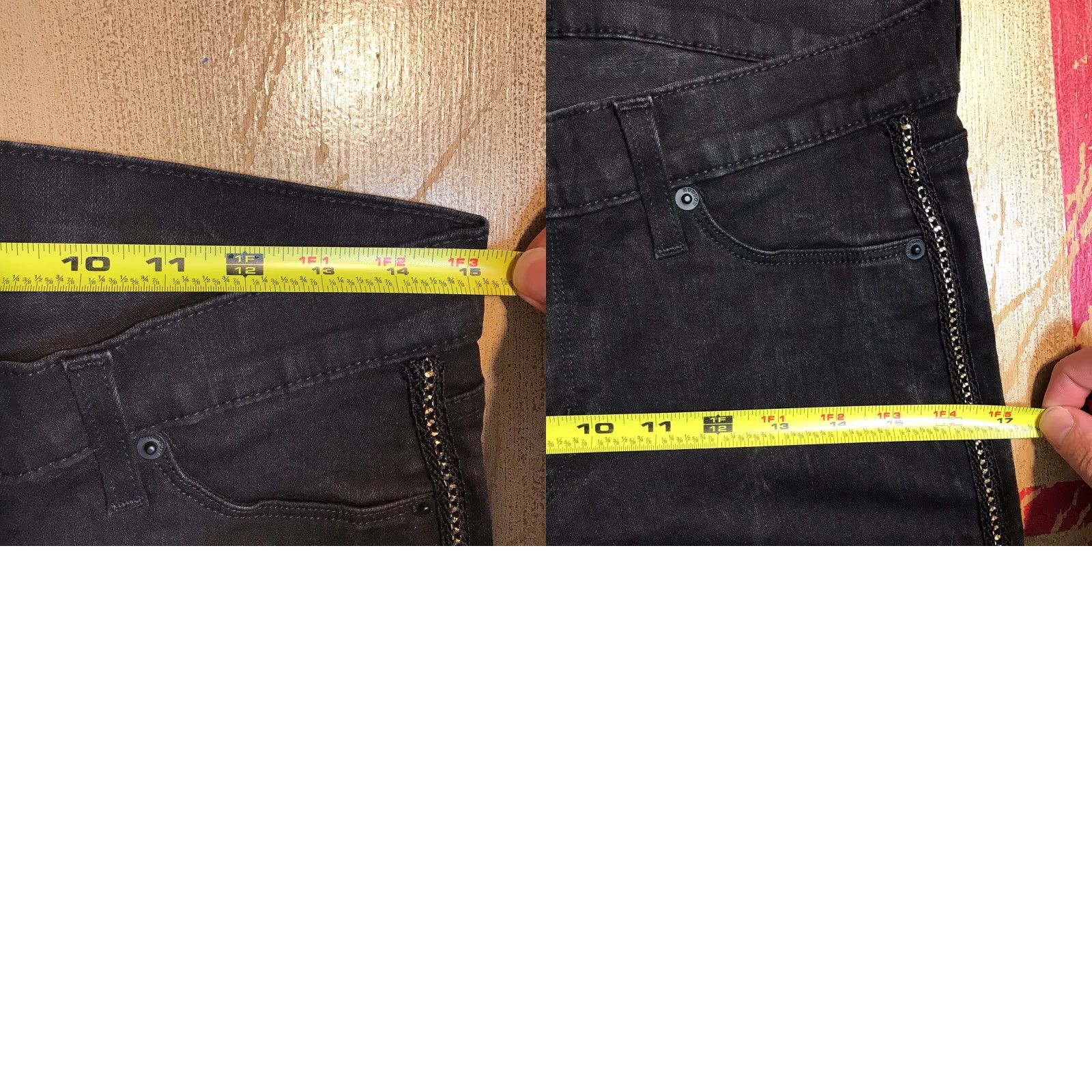 Hudson HUDSON Luna Jeans Womens 27 X 27 Inseam Black Super Skinny Crop Chain Sides Size 27" / US 4 / IT 40 - 9 Thumbnail