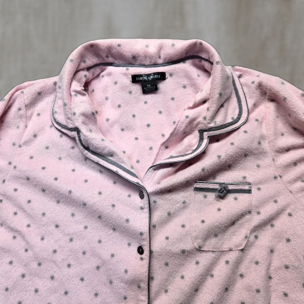 Vintage Earth Angels Nightgown Button Up Soft Shirt Sweater Adult Women's Size 2XL Pink Cotton Blend Pajama Top Paisley Sleep Shirt Womens 2XL Size XXL / US 16-18 / IT 52-54 - 1 Thumbnail