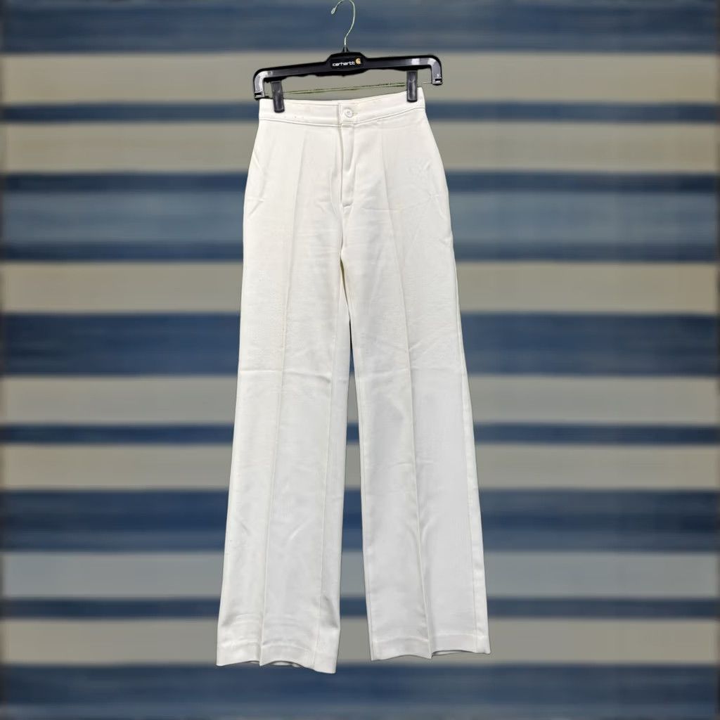 Levi's VINTAGE Levi Strauss & Co Pants Womens 6 S Wide Leg Slacks Dress Pleated 22x29 Ivory 1970s Disco Mens Womens Size 28" / US 6 / IT 42 - 1 Thumbnail
