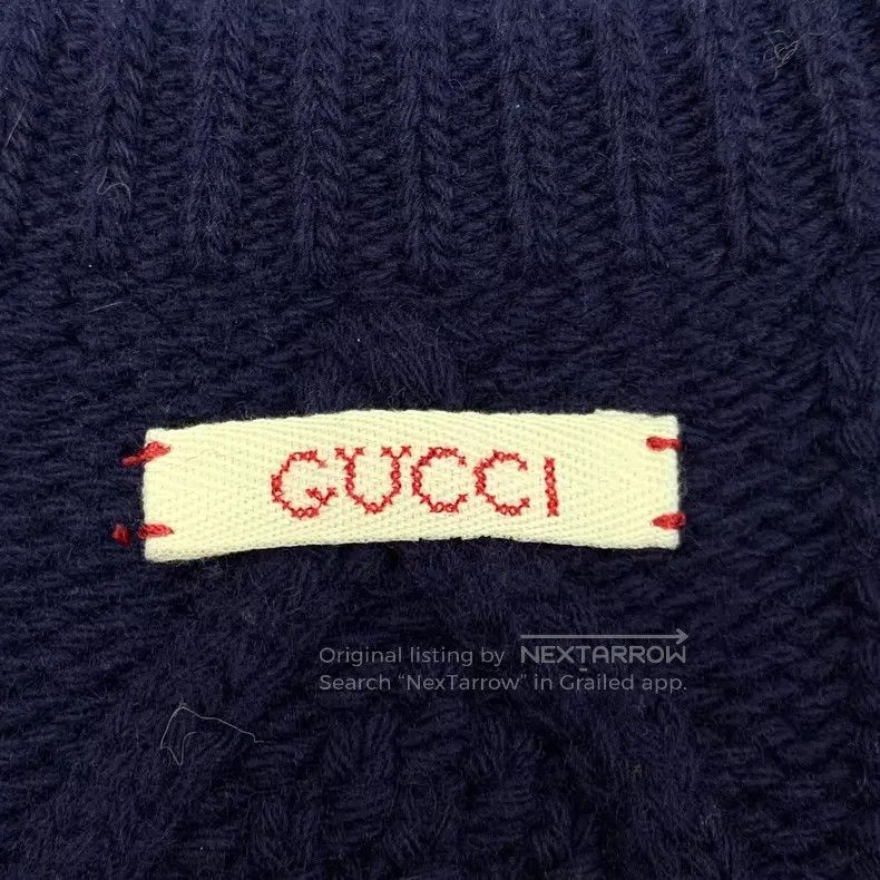 Gucci Gucci 22 dark blue twisted jacquad wool round-neck long-sl Size US XS / EU 42 / 0 - 6 Thumbnail