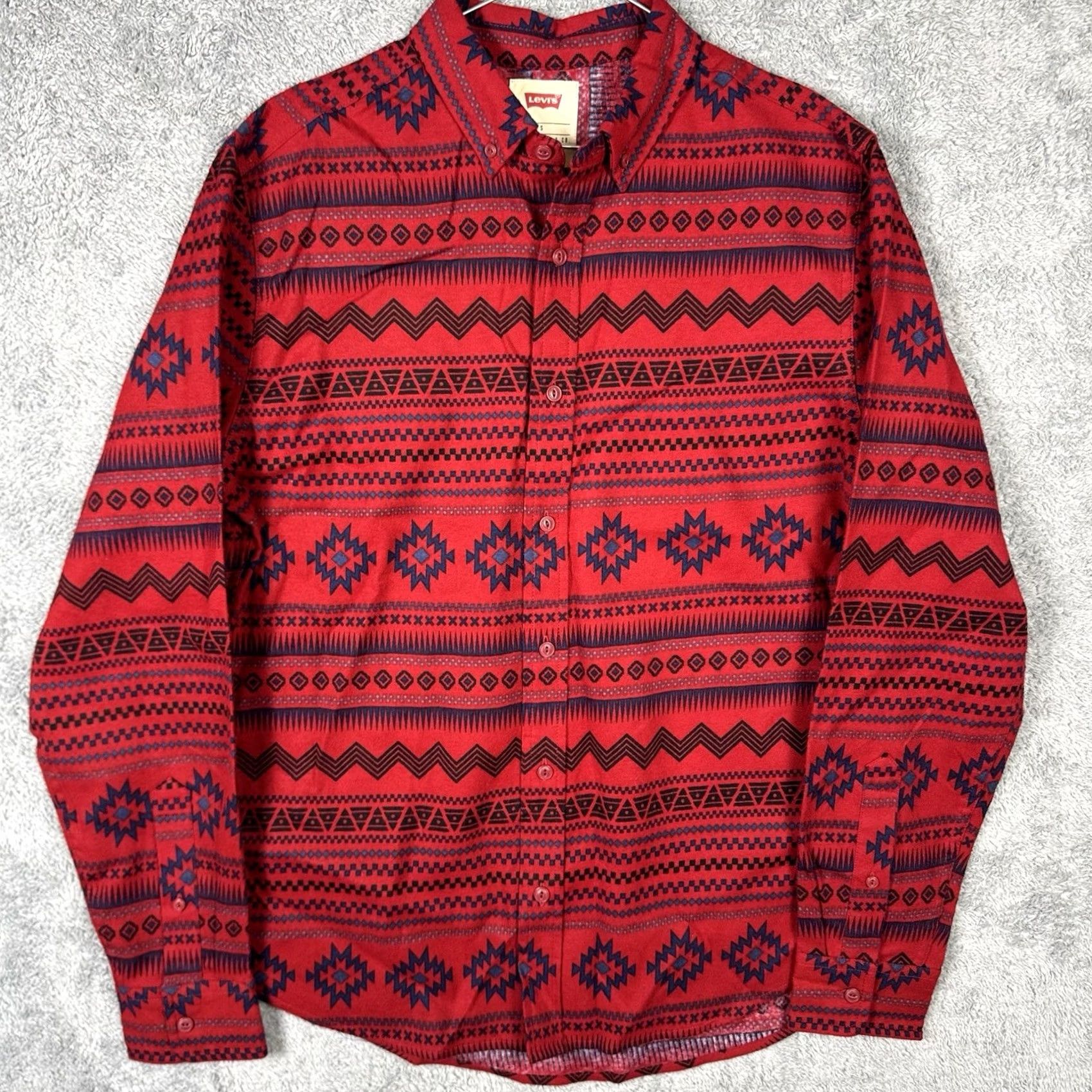 Levi's VINTAGE Levi’s Southwestern Flannel Shirt Men S Aztec Western Cowboy Rodeo Utility Work Rockabilly NEW Size US S / EU 44-46 / 1 - 2 Thumbnail