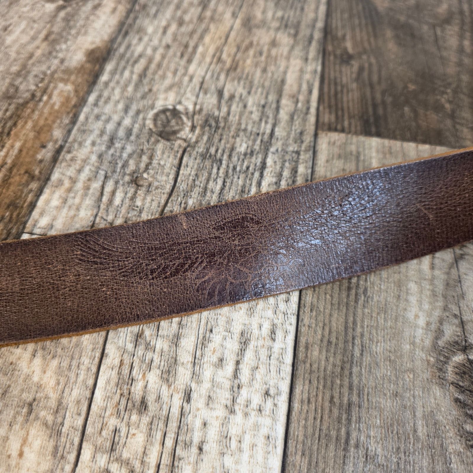 Vintage Vintage Brown Genuine Leather Belt Vintage Distressed Wester Size 40 - 3 Thumbnail