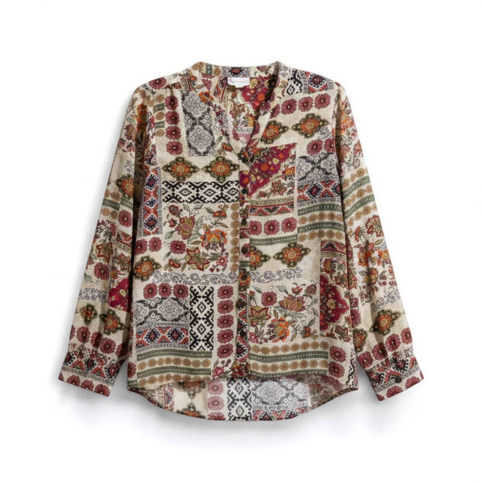 The Unbranded Brand DB Multicolor Floral Patchwork Blouse Womens Medium Size M / US 6-8 / IT 42-44 - 10 Thumbnail