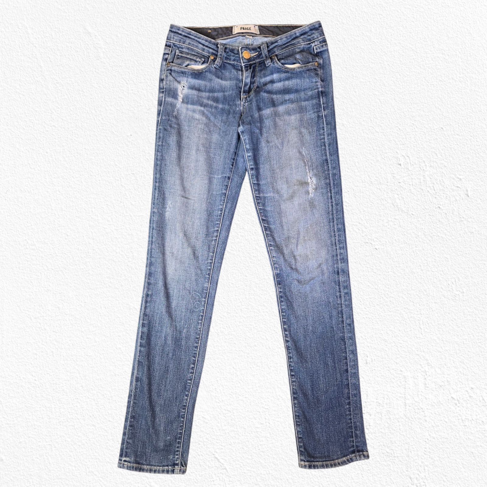 Paige PAIGE Distressed Low Rise Jimmy Jimmy Skinny Jeans Size 22 Size 24" / US 00 / IT 34 - 2 Thumbnail
