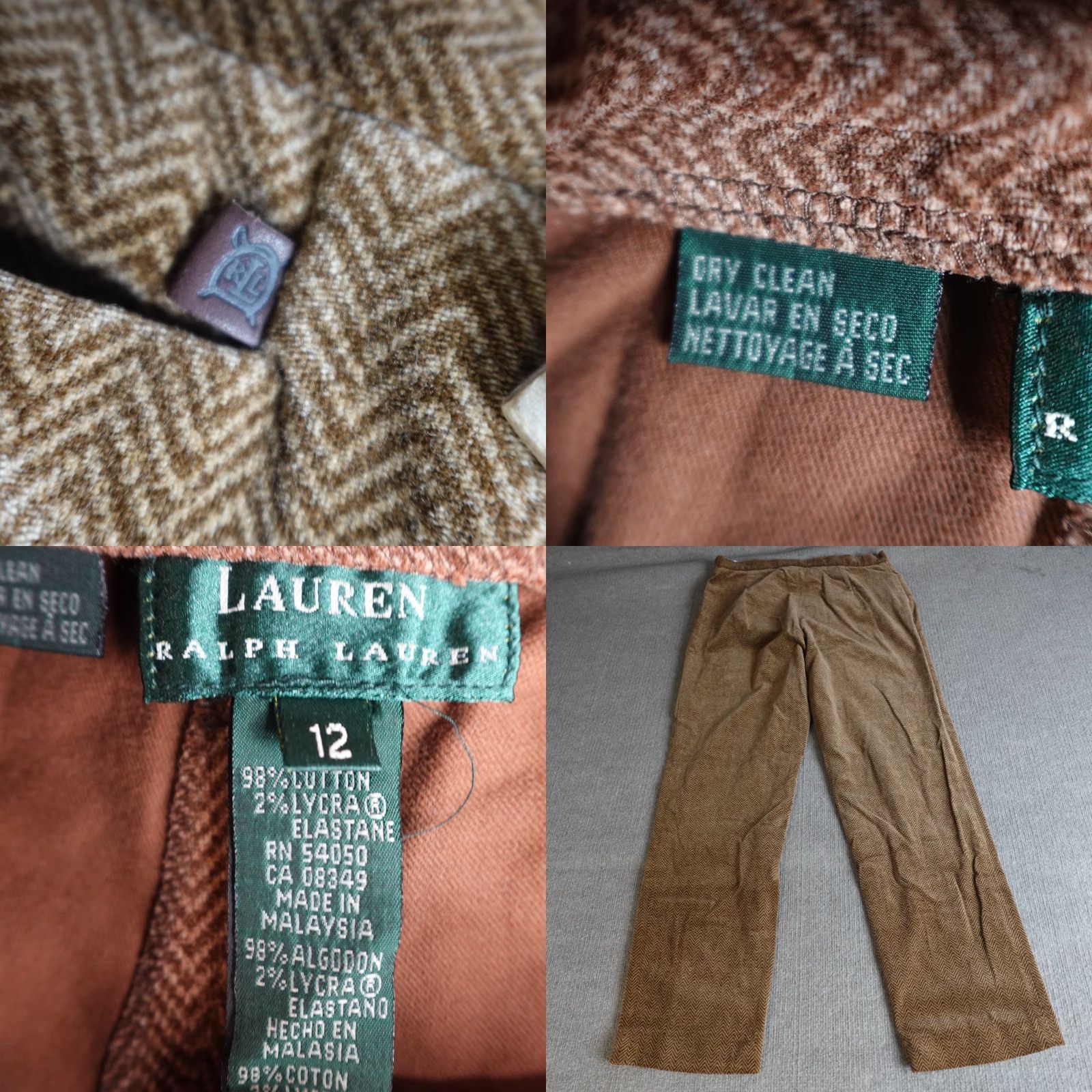 Ralph Lauren VINTAGE? LAUREN RALPH LAUREN Womens Pants 12 Brown Velour Geometric 31" Inseam 30 Dress Pants Brown Womens Regular 12 Size 34" / US 12 / IT 48 - 8 Thumbnail