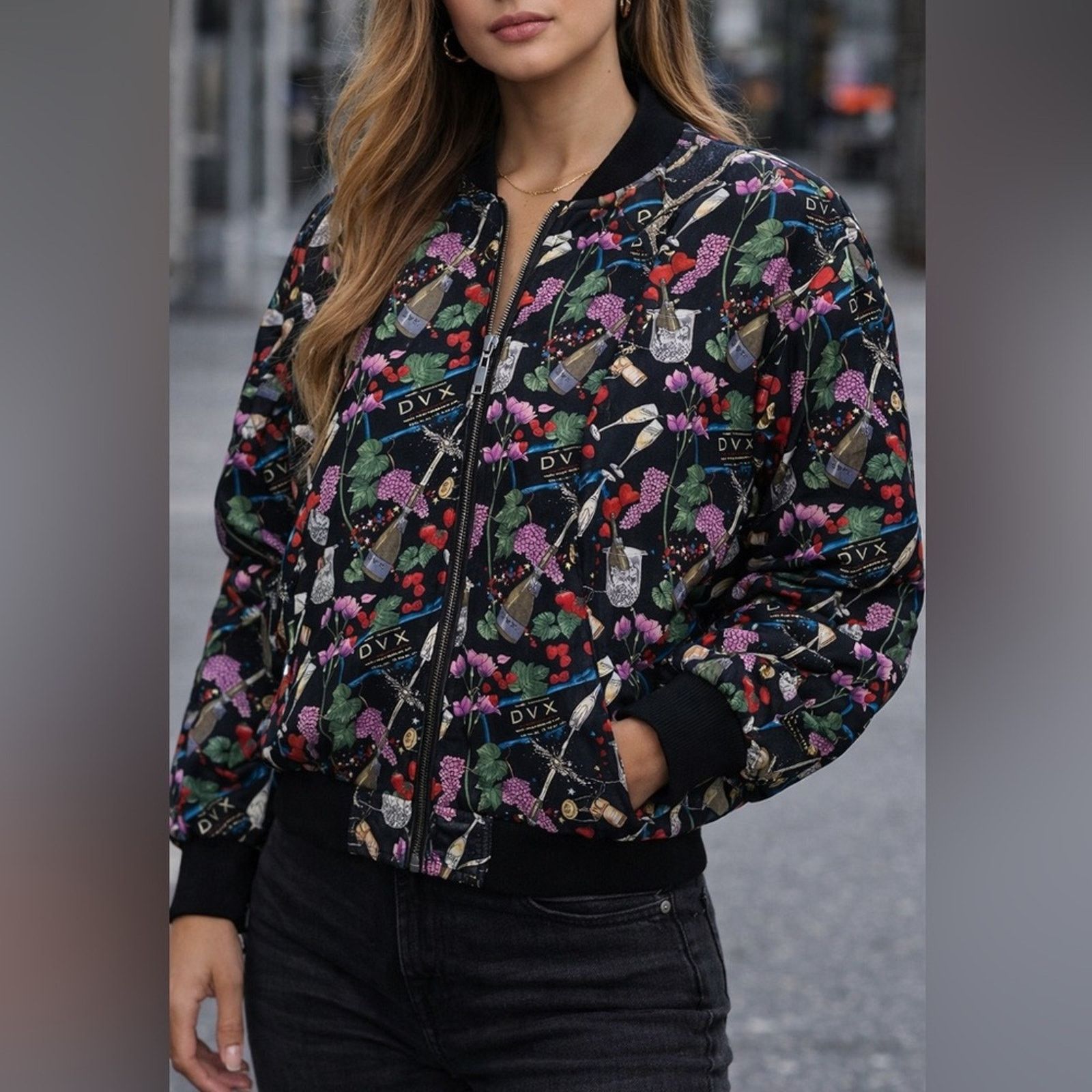 Nicole Miller Vintage Nicole Miller '94 Silk Bomber Jacket Wine champagne Size L / US 10 / IT 46 - 1 Thumbnail