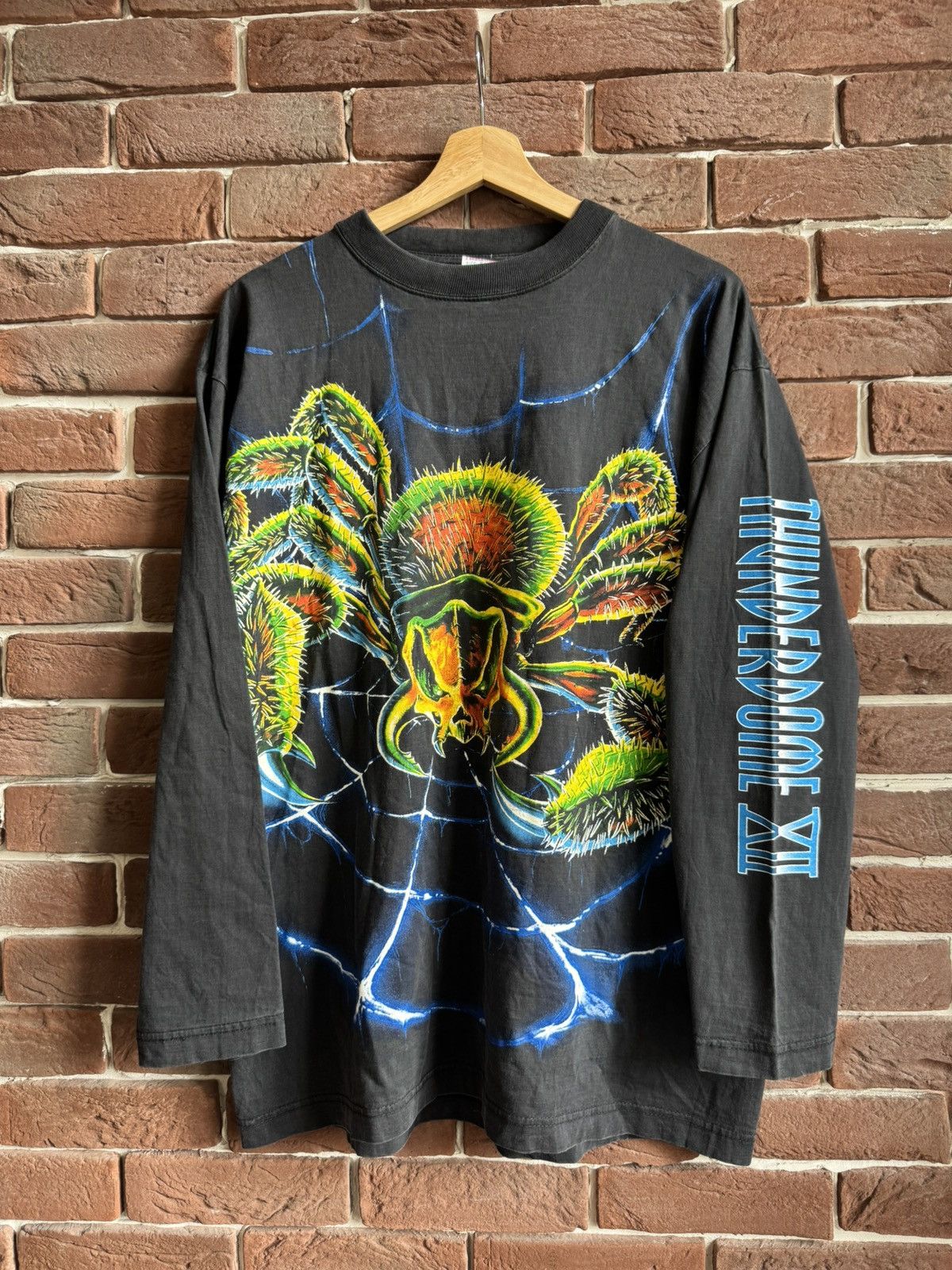 Thunderdome × Vintage Vintage 90s Thunderdome XII Spider Web Rare Band Tee Gabber Size US XL / EU 56 / 4 - 1 Thumbnail