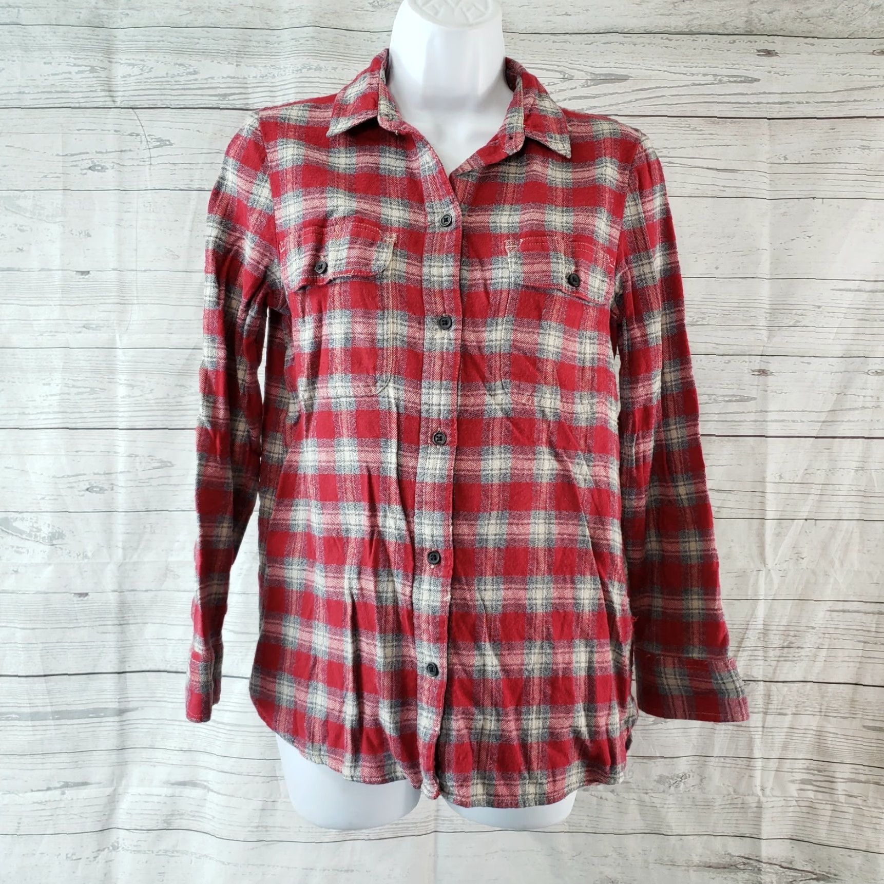 Madewell Madewell Womens Ex-Boyfriend Shirt Fairfax Plaid Sz Small Red Button Front Shirt Women Size S / US 4 / IT 40 - 2 Thumbnail