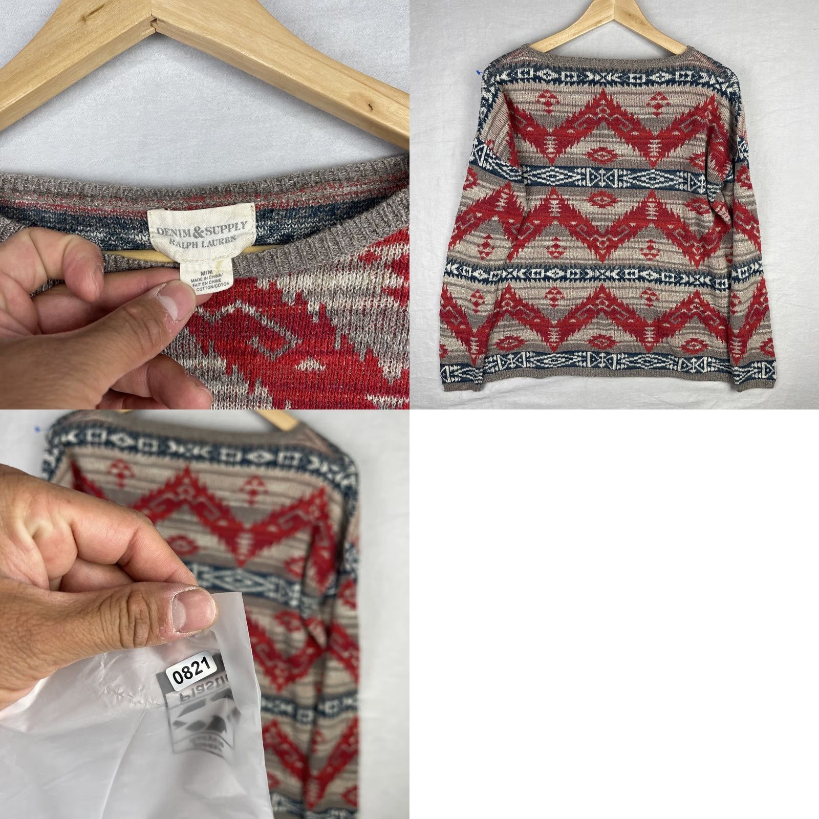 Vintage Denim & Supply Ralph Lauren Sweater Womens Medium Red Aztec Wester Navajo Knit Size M / US 6-8 / IT 42-44 - 8 Thumbnail
