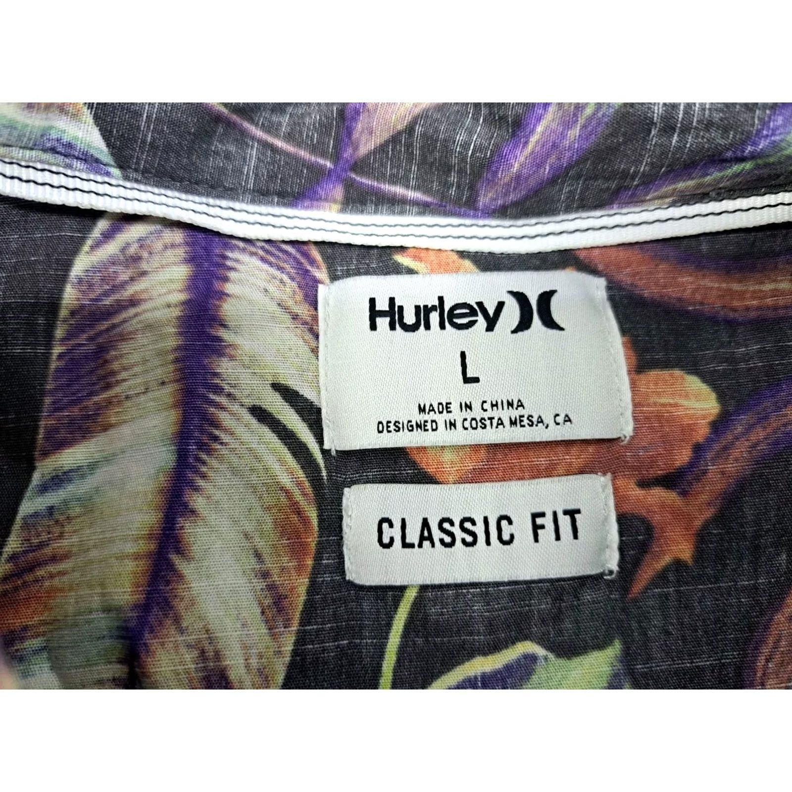 Hurley Hurley Mens Short Sleeve Button-Up Shirt Large Floral Hawaiian Classic Fit Pockets Multicolor Cotton Woven Size US L / EU 52-54 / 3 - 2 Thumbnail