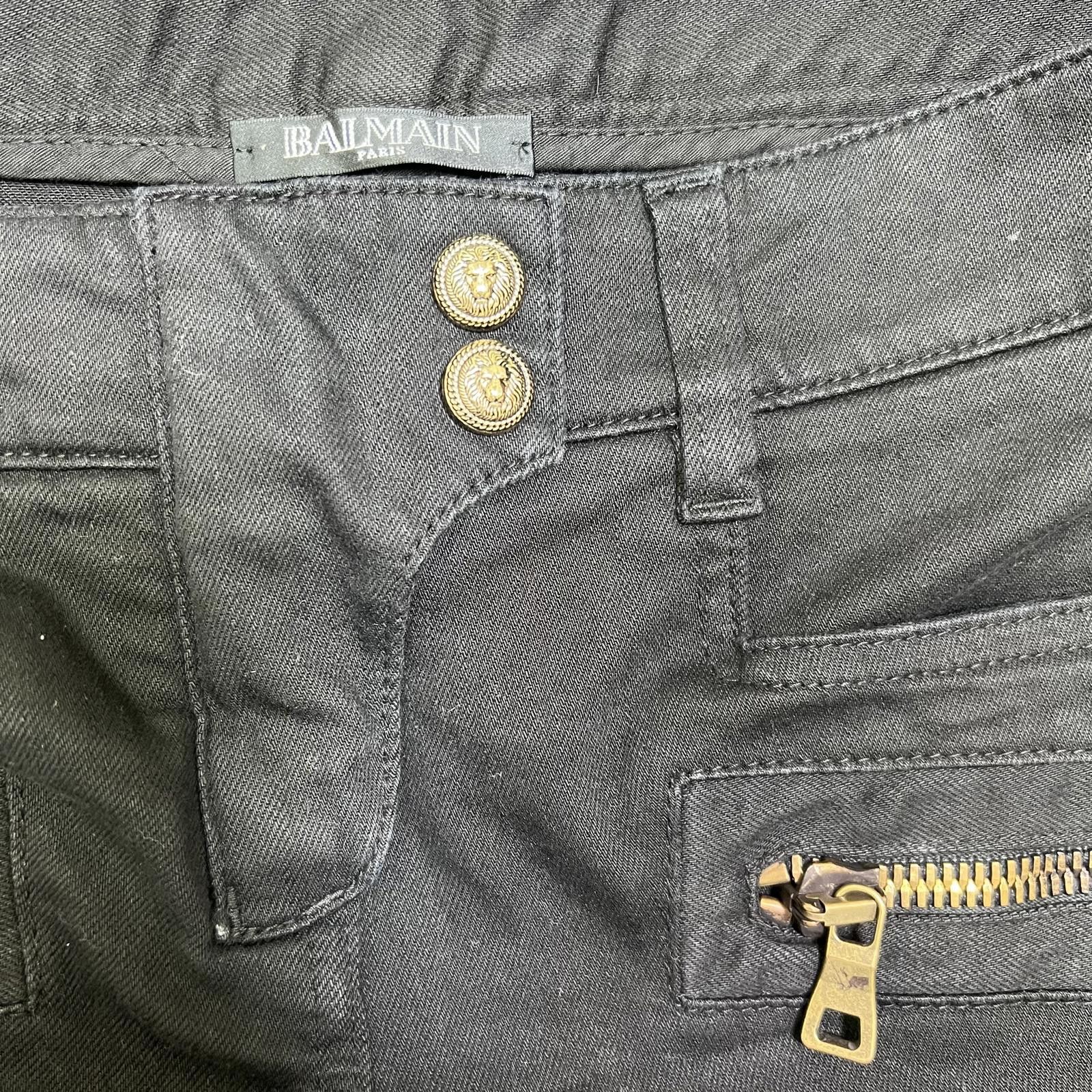 Balmain Balmain Black Moto Skinny Jeans Size 34" / US 12 / IT 48 - 4 Thumbnail