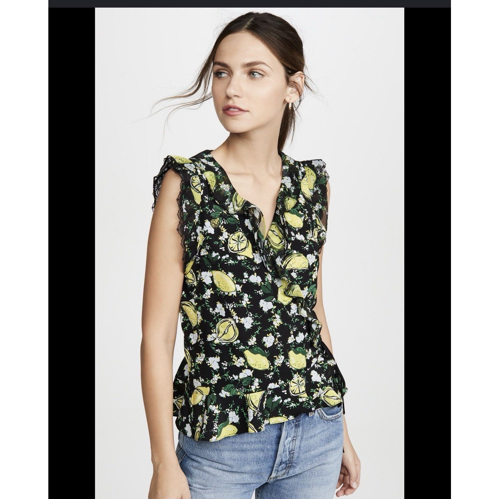 Diane von Furstenberg Diane von Furstenberg Peona Silk Wrap Ruffle Lemon Print M Size M / US 6-8 / IT 42-44 - 1 Thumbnail