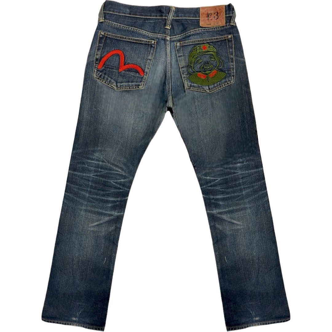 image of Evisu Seagul Embroidered Denim Jeans [34-30] in Blue, Men's