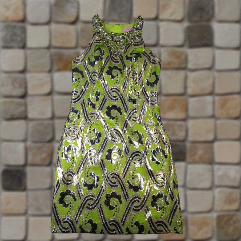 Lilly Pulitzer Lilly Pulitzer Dress 0 Yellow Blue Beige Womens Size XS / US 0-2 / IT 36-38 - 1 Thumbnail