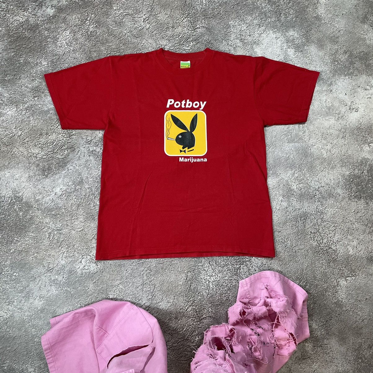 Vintage Y2K ADULT “ POTBOY WEED LOGO PLAYBOY “ FUNNY BuyTee