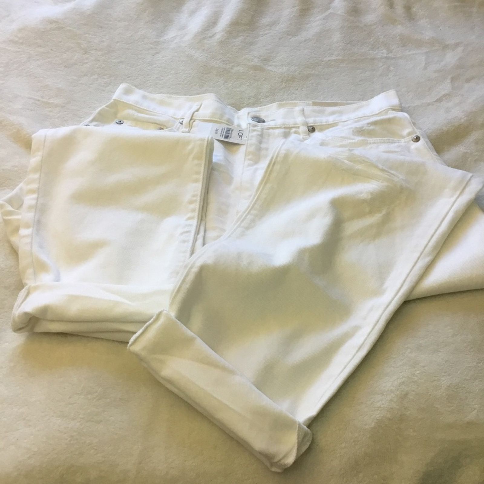 Loft Loft White High Waist Boyfriend Jeans Size 29" - 12 Thumbnail