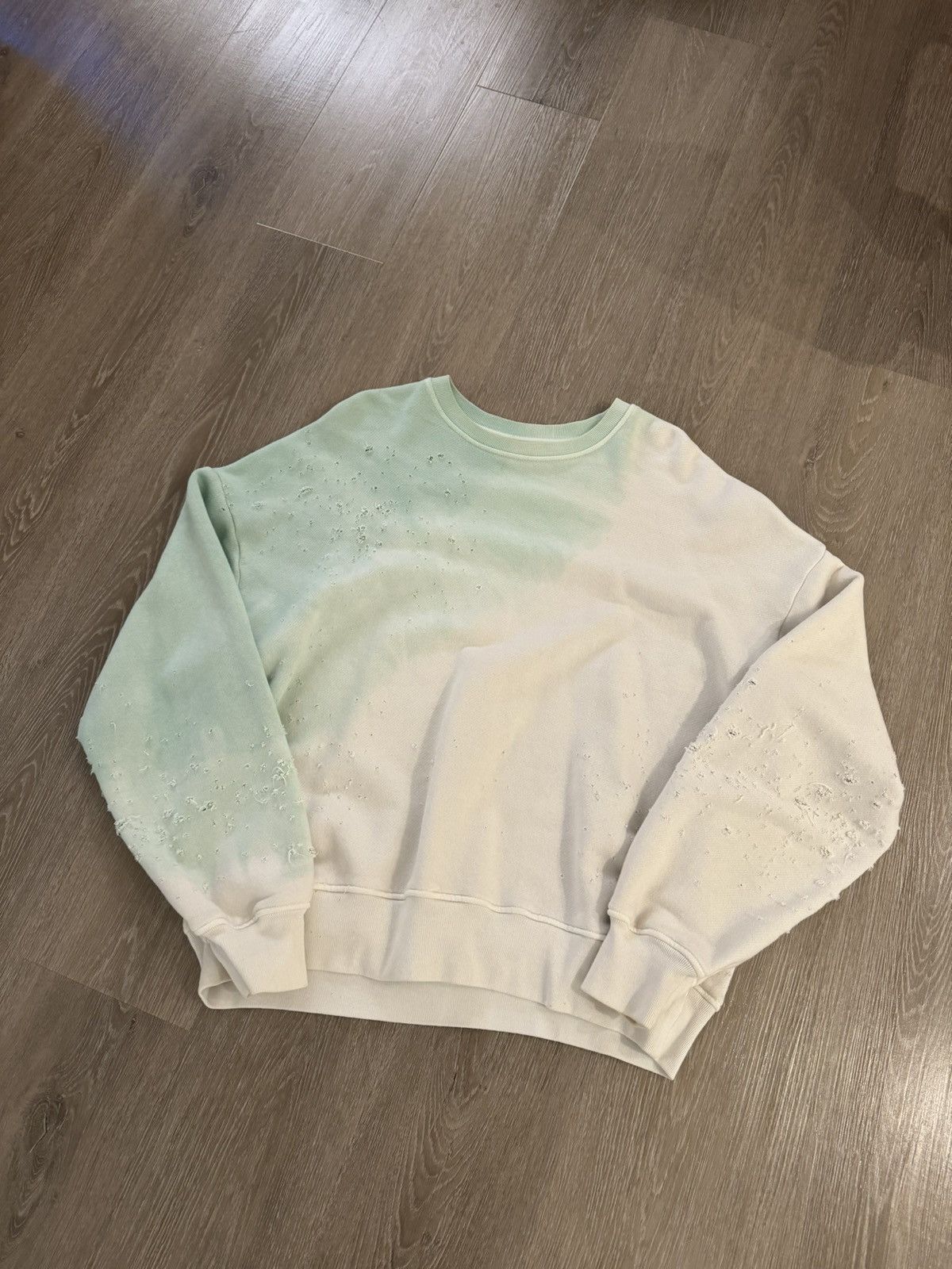 image of Amiri Shotgun Sweater Hoodie Crewneck Marshmallow in Mint, Men's (Size Small)