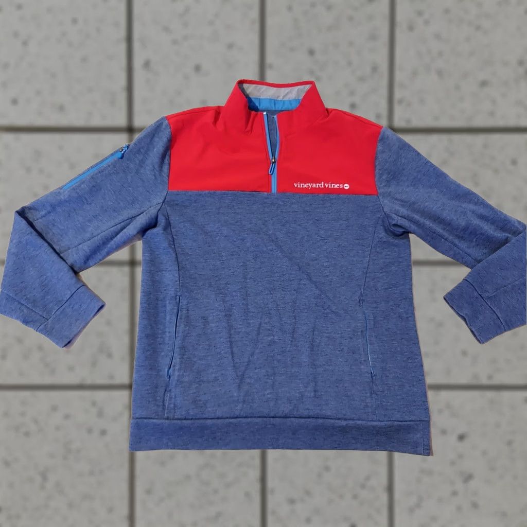 Vineyard Vines Vineyard Vines Sweater Mens M Blue Cotton Half Zip Pullover Medium Color Blue Size US M / EU 48-50 / 2 - 1 Thumbnail